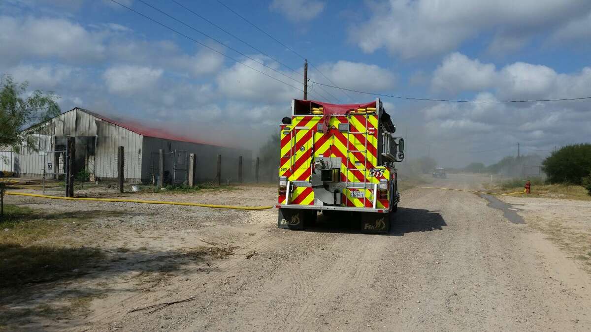 Webb County Volunteer Fire Department crews responded to the blaze at about 10 a.m. Monday.