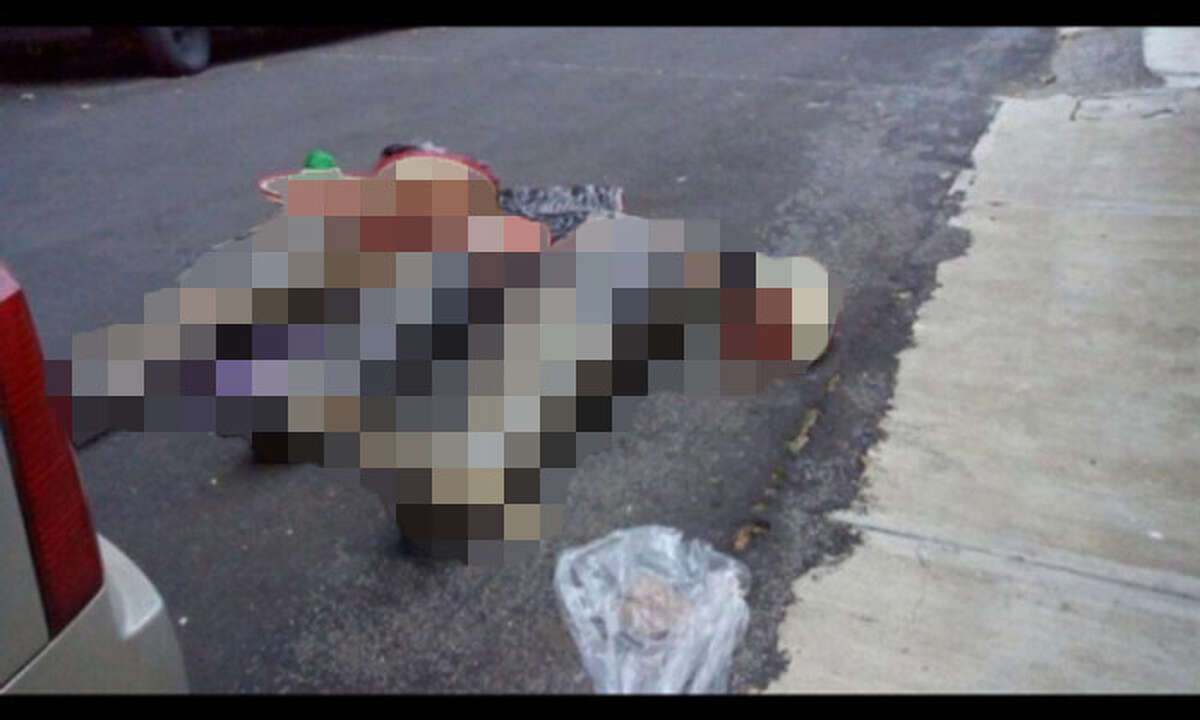 Three headless bodies were rolled into a street in Xalapa, Veracruz, wrapped in tape and adorned with sombreros on Sept. 13, 2017, according to an according to an El Blog del Narco report. Click to see an uncensored photo.