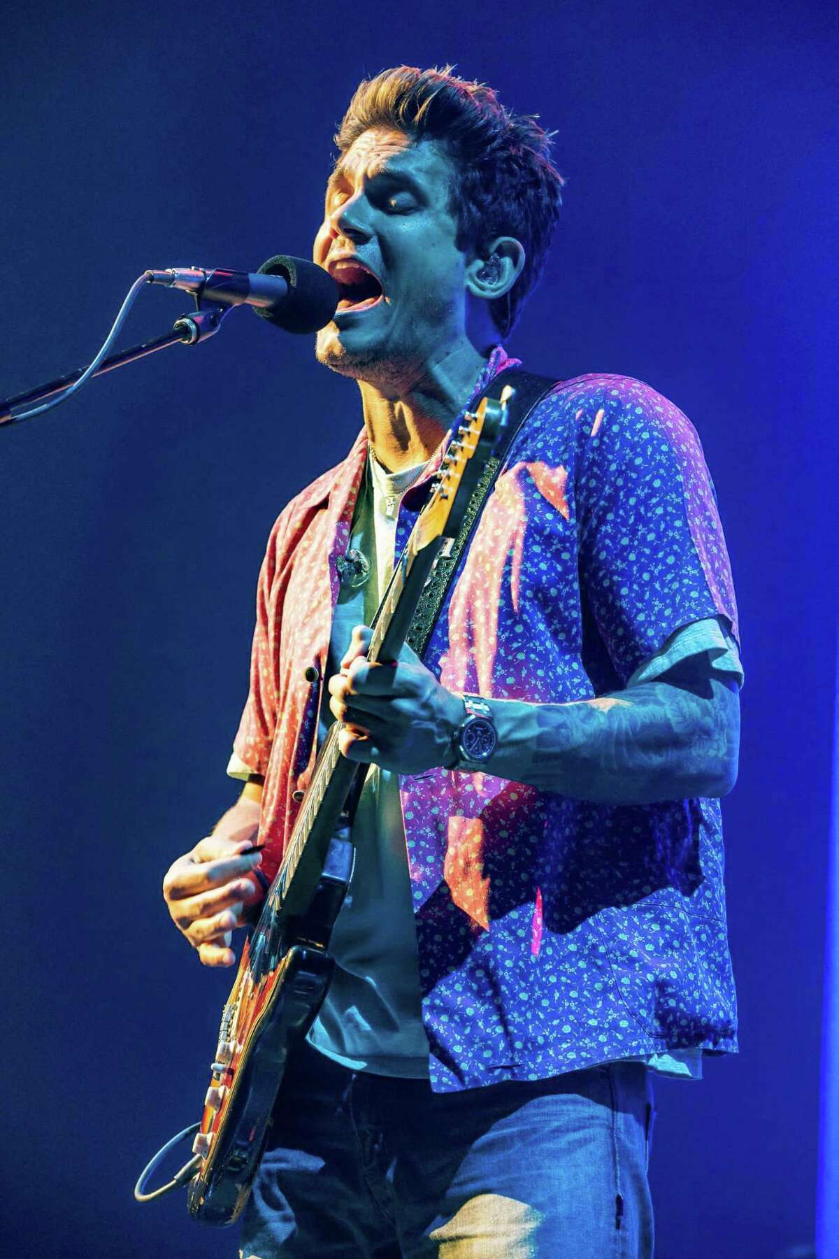 Bridgeport native John Mayer performs last month on his “The Search for Everything World Tour” at the AT&T Center in San Antonio.