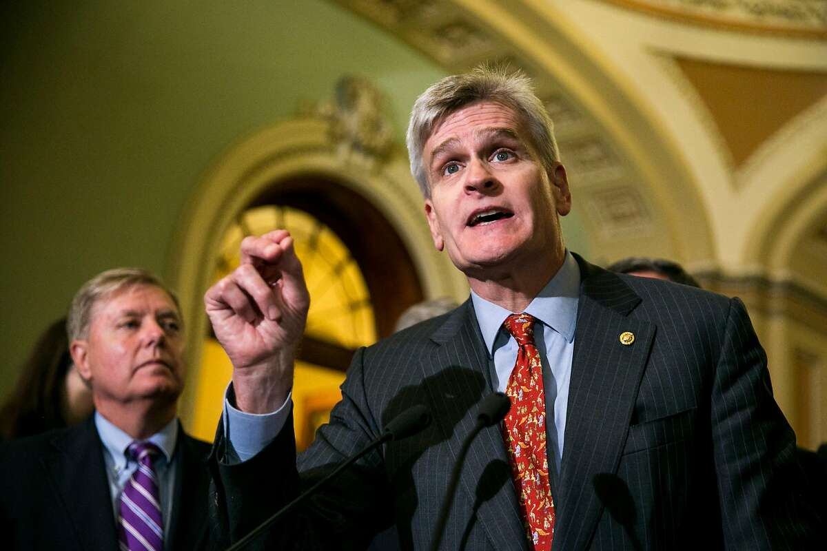 Sen. Bill Cassidy (R-La.) at a news conference regarding health care legislation he is co-sponsoring, on Capitol Hill in Washington, Sept. 19, 2017. The Graham-Cassidy proposal would do away with many of Affordable Care Act�s requirements, and could leave leave millions without coverage. At left is Sen. Lindsay Graham, (R-S.C.), the bill's co-sponsor. (Al Drago/The New York Times)Sss