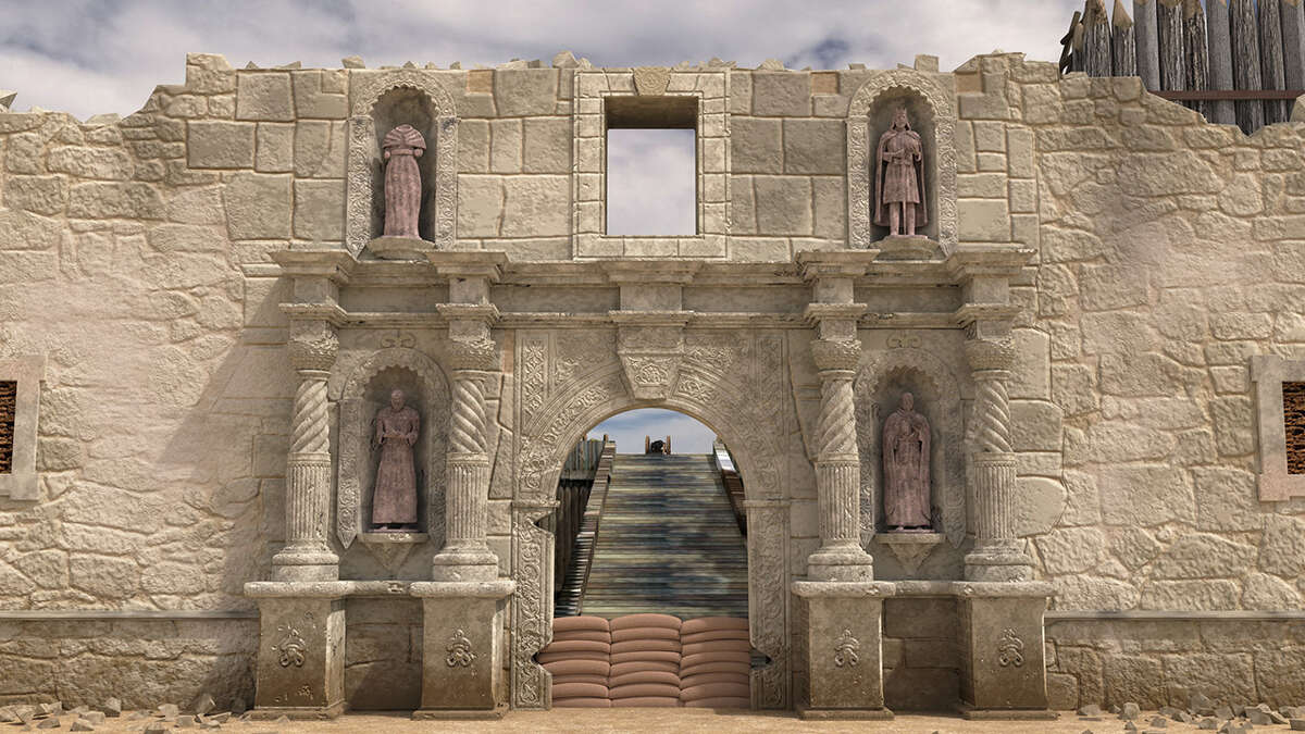 Alamo facade without statues. 
