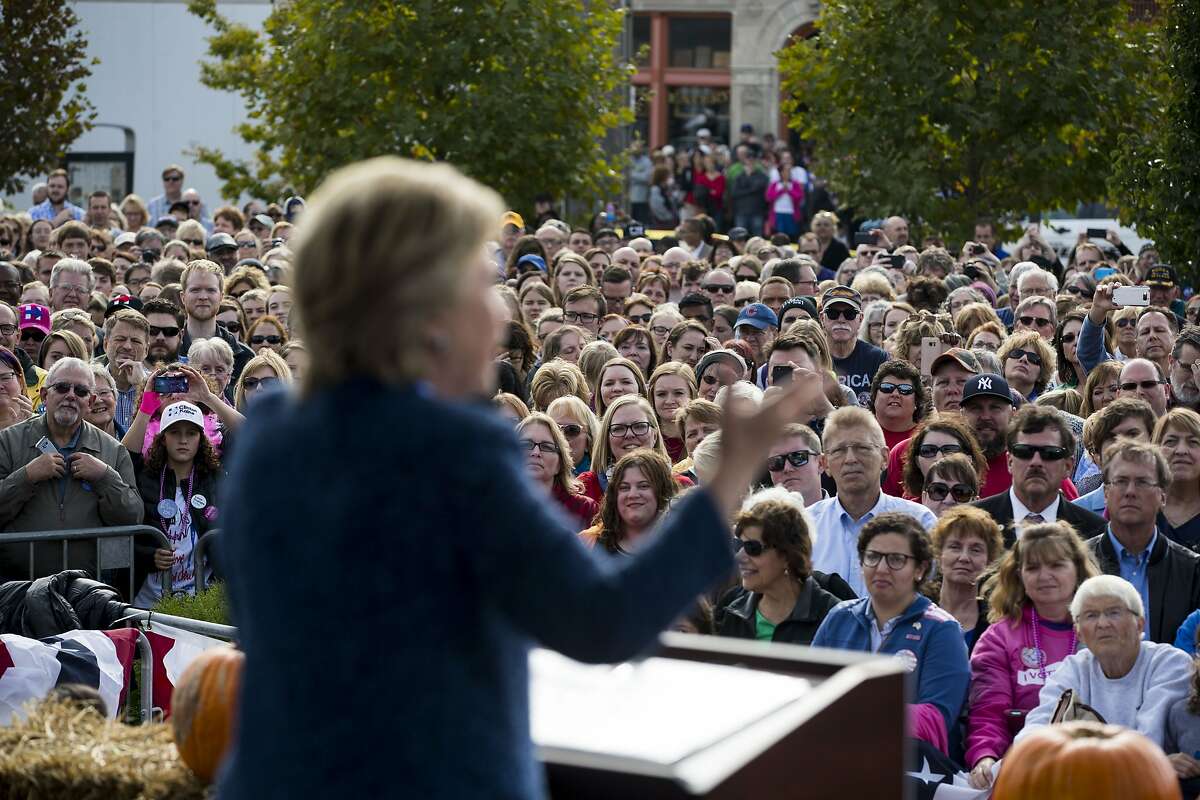 FILE � Hillary Clinton campaigns in Cedar Rapids, Iowa, Oct. 28, 2016. Under growing pressure to reveal more about the spread of covert Russian propaganda on Facebook, the company said on Sept. 21, 2017 that it was turning over more than 3,000 Russia-linked ads, some of which attacked Hillary Clinton, to the Senate and House intelligence committees. (Doug Mills/The New York Times)