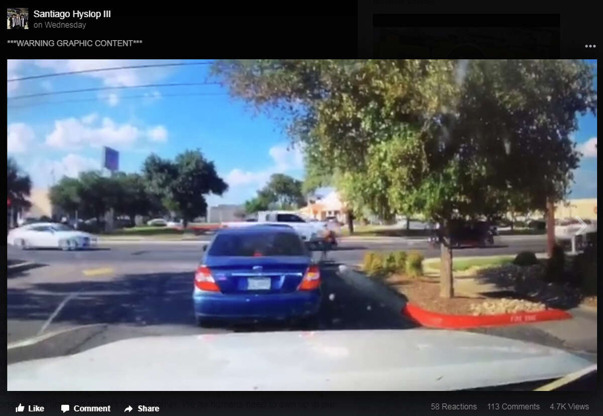 Facebook user Santiago Hyslop III posted video and a description of the violent DeZavala Road collision online on Sept. 20, 2017. The post had over 4,600 views and 240 shares as of Friday afternoon. Hyslop asked for the public to send any information on the case and encouraged others to share the video.