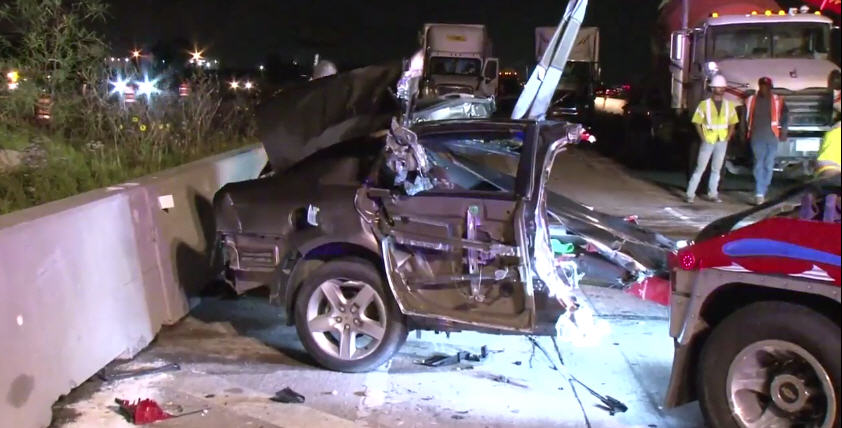 Car split in half in wrong-way wreck on Highway 290