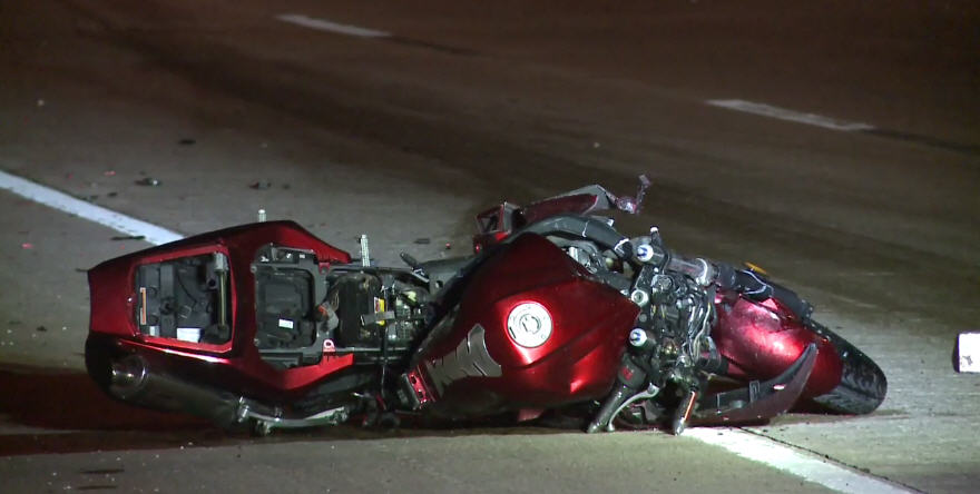 Motorcycle rider dead after bike mangled in I-45 hit-and-run - Houston