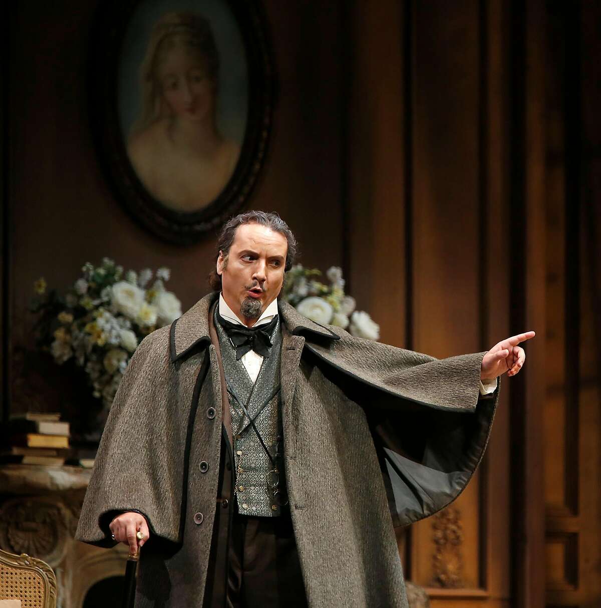 Artur Rucinski as Alfredo's father Giorgio Germont during a rehearsal of San Francisco Opera's Verdi's "La Traviata on Wednesday, September 20, 2017, in San Francisco, Calif.