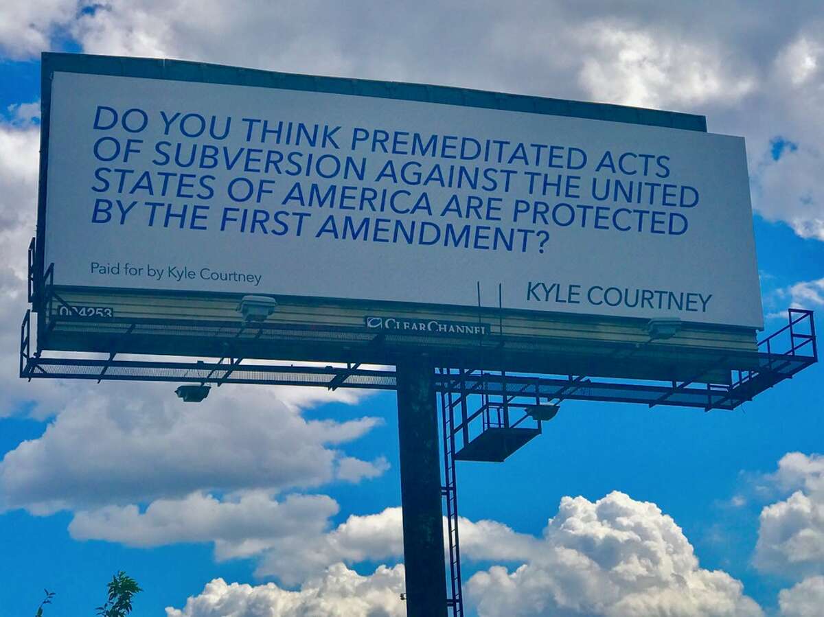 The photo above shows a billboard paid for by Kyle Courtney, a Boerne business owner, located off I-10.