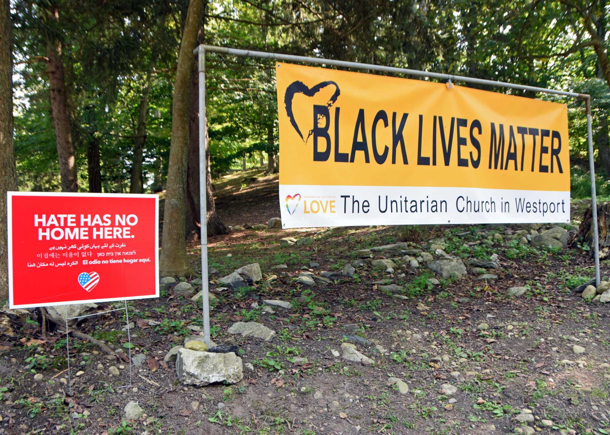 Church S Black Lives Matter Banner Vandalized Again Westport News