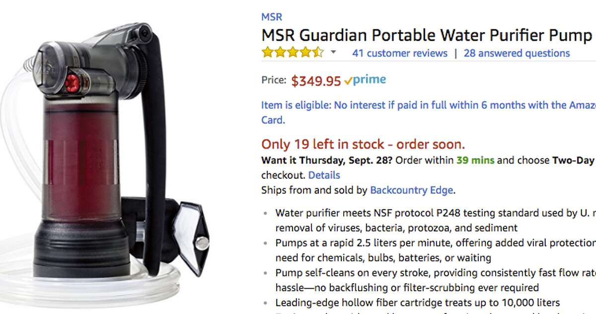 Haves: OVER-THE TOP WATER FILTER Drinkable water is a primary key to survival and, face it, you can't carry 50 gallons of water on your back as you make your escape. So you better be able to purify. And to do it in a top of the line manner, Canoe & Kayak recommends this $349 MSR Guardian Purifier.
