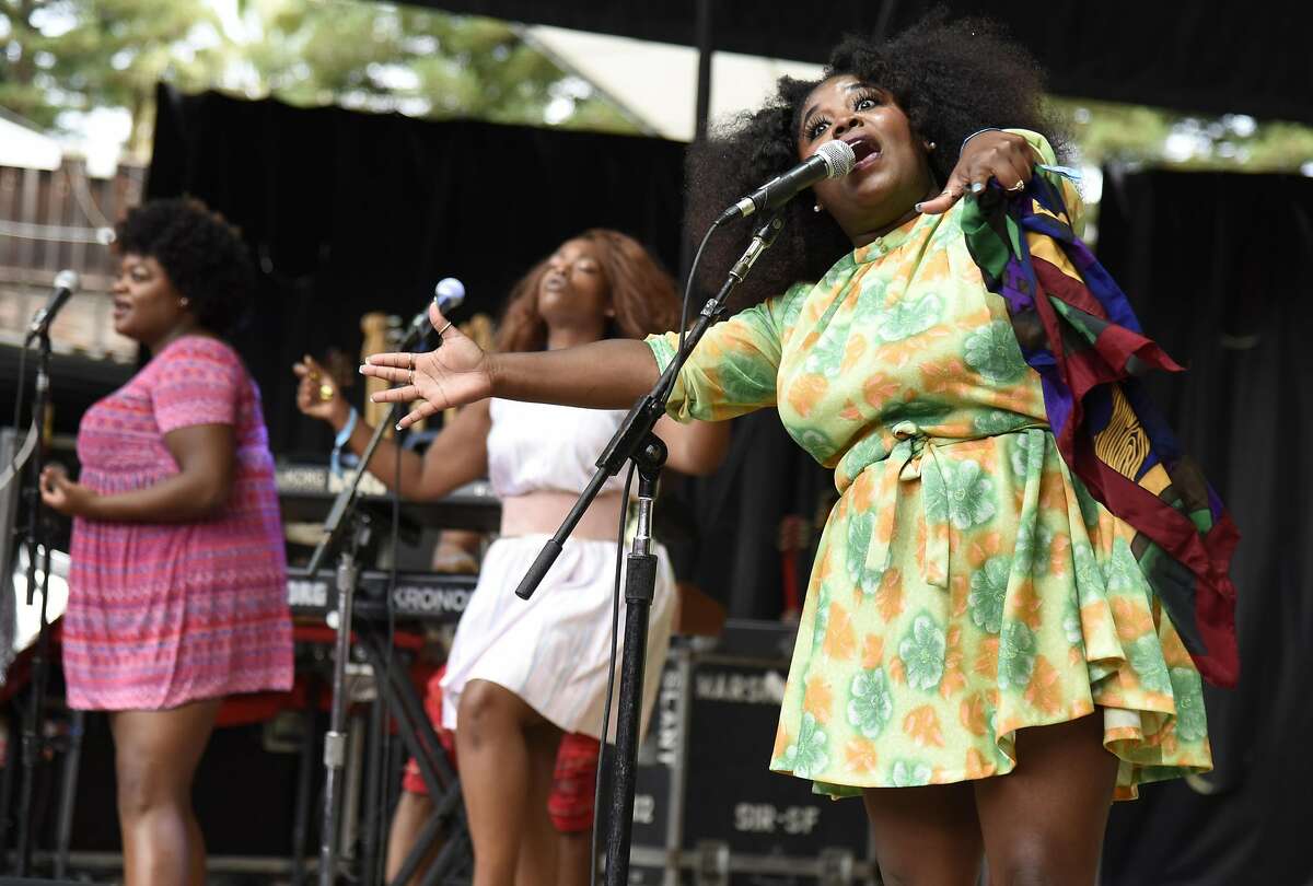MOUNTAIN VIEW, CA - JUNE 24: Tarriona Ball of Tank and the Bangas performs during the ID10T Festival at Shoreline Amphitheatre on June 24, 2017 in Mountain View, California.