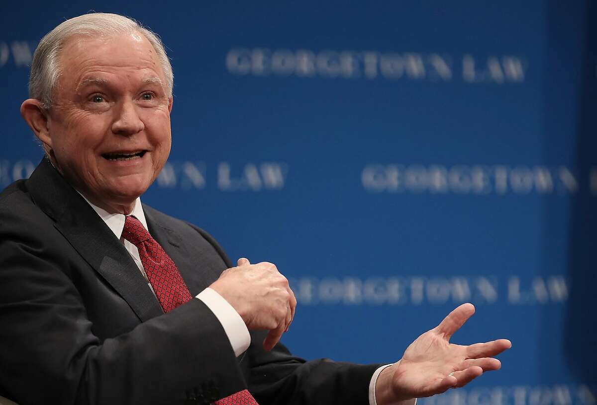 WASHINGTON, DC - SEPTEMBER 26: U.S. Attorney General Jeff Sessions speaks at the Georgetown University Law Center September 26, 2017 in Washington, DC. Sessions spoke on the topic of free speech on college campuses and took several questions following his remarks. (Photo by Win McNamee/Getty Images)