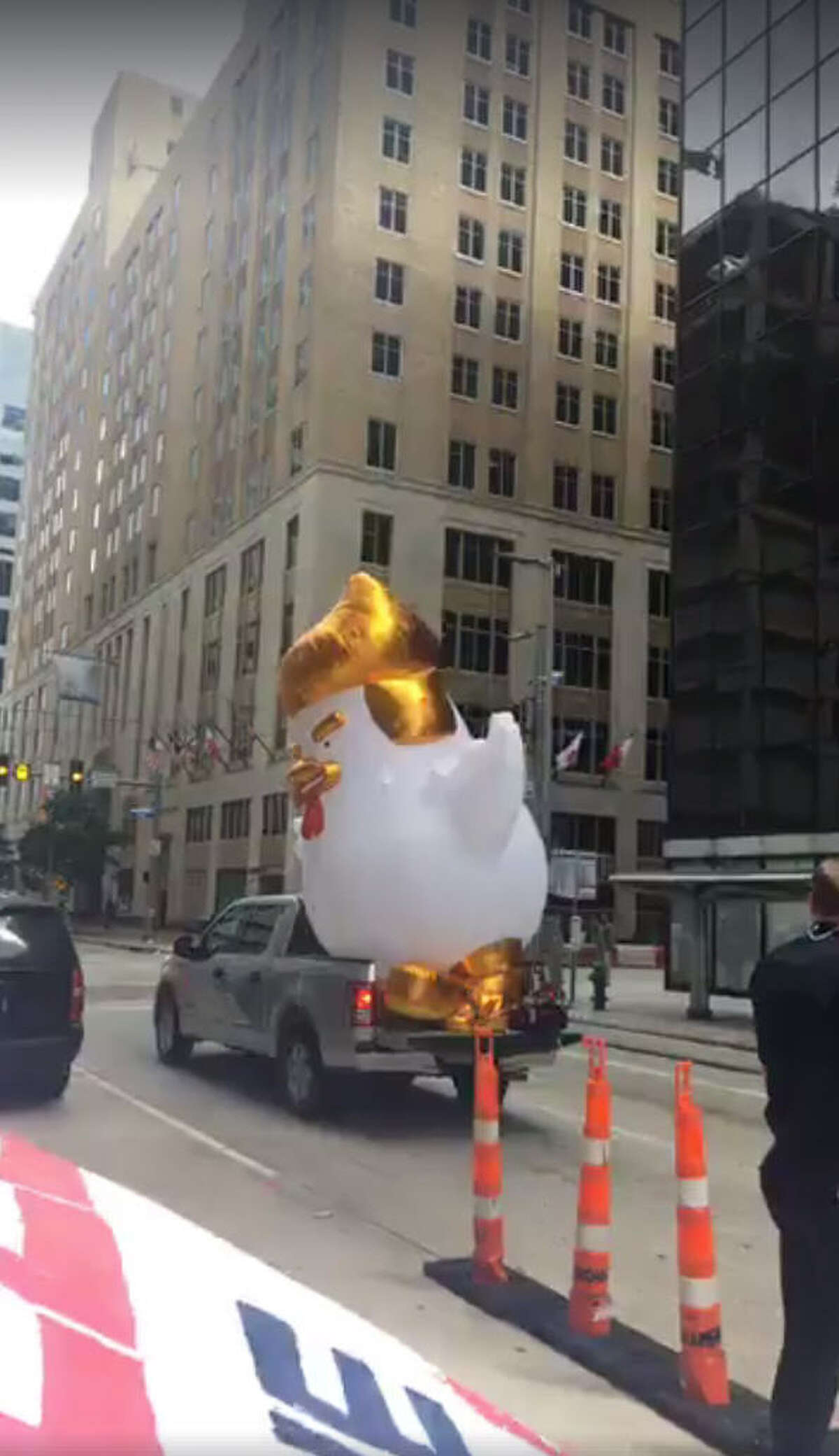 Why A Houston Woman Sent A Giant Inflatable Donald Trump Chicken To Sen