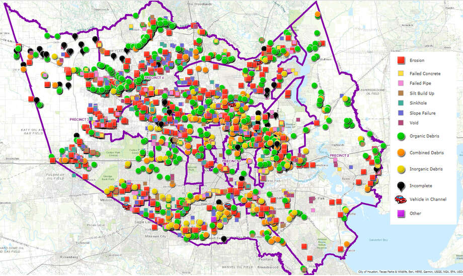 areas flooded in houston map Map Of Houston S Flood Control Infrastructure Shows Areas In Need areas flooded in houston map