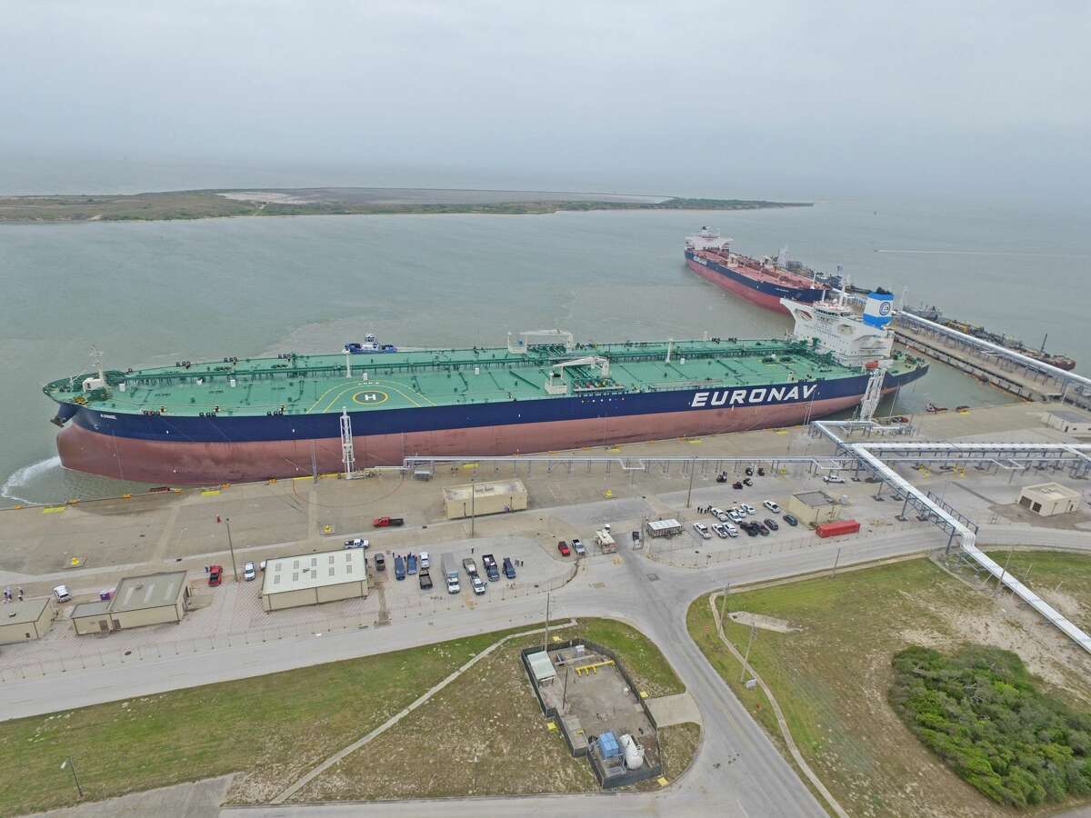 The Very Large Crude Carrier Anne, owned by Euronav of Belgium, docked at Oxy Midstream’s Ingleside Energy Center in Corpus Christi in late May to help the port prepare to host large crude carriers as it builds its crude export business.