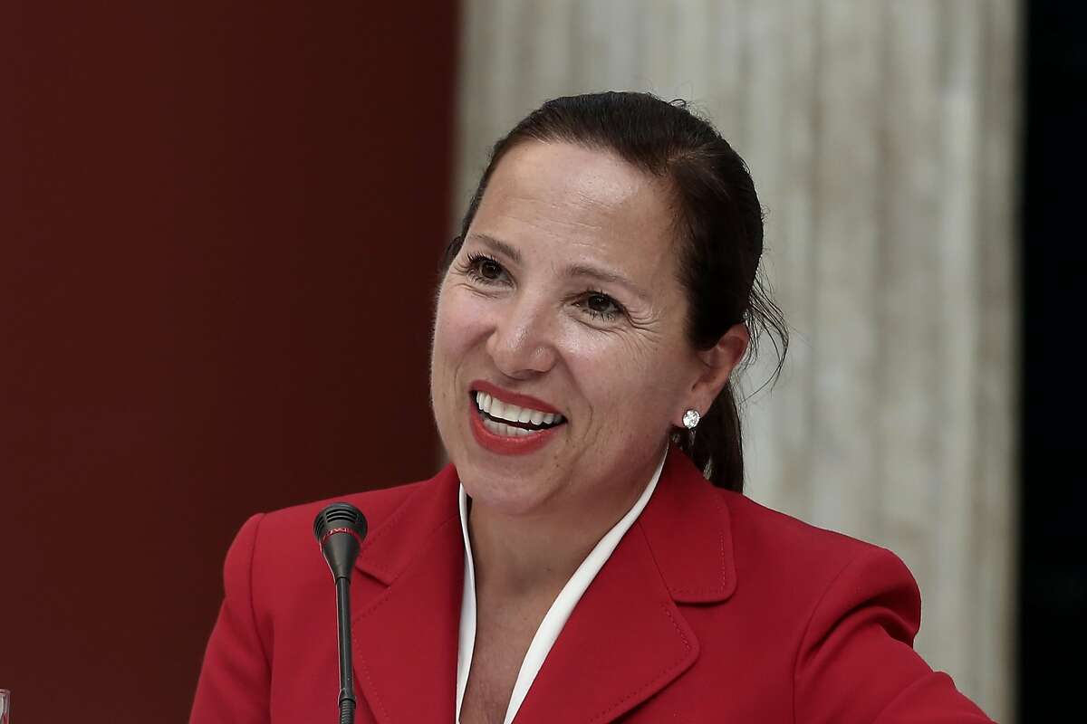 Ambassador Eleni Kounalakis during a session in the context of the fourth annual Athens Democracy Forum, at Zappeion hall, on September 14, 2016. Hypothetical : The World Tomorrow. Geoffrey Robertson Q.C. proposes a series of hypothetical dilemmas and moderate a lively discussion among the panelists, who are invited to contribute their expertise as they confront the issues presented. The session aims to highlight a number of challenges to democracy by exploring the key issues in an entertaining and witty discussion. (Photo by Panayiotis Tzamaros/NurPhoto via Getty Images)