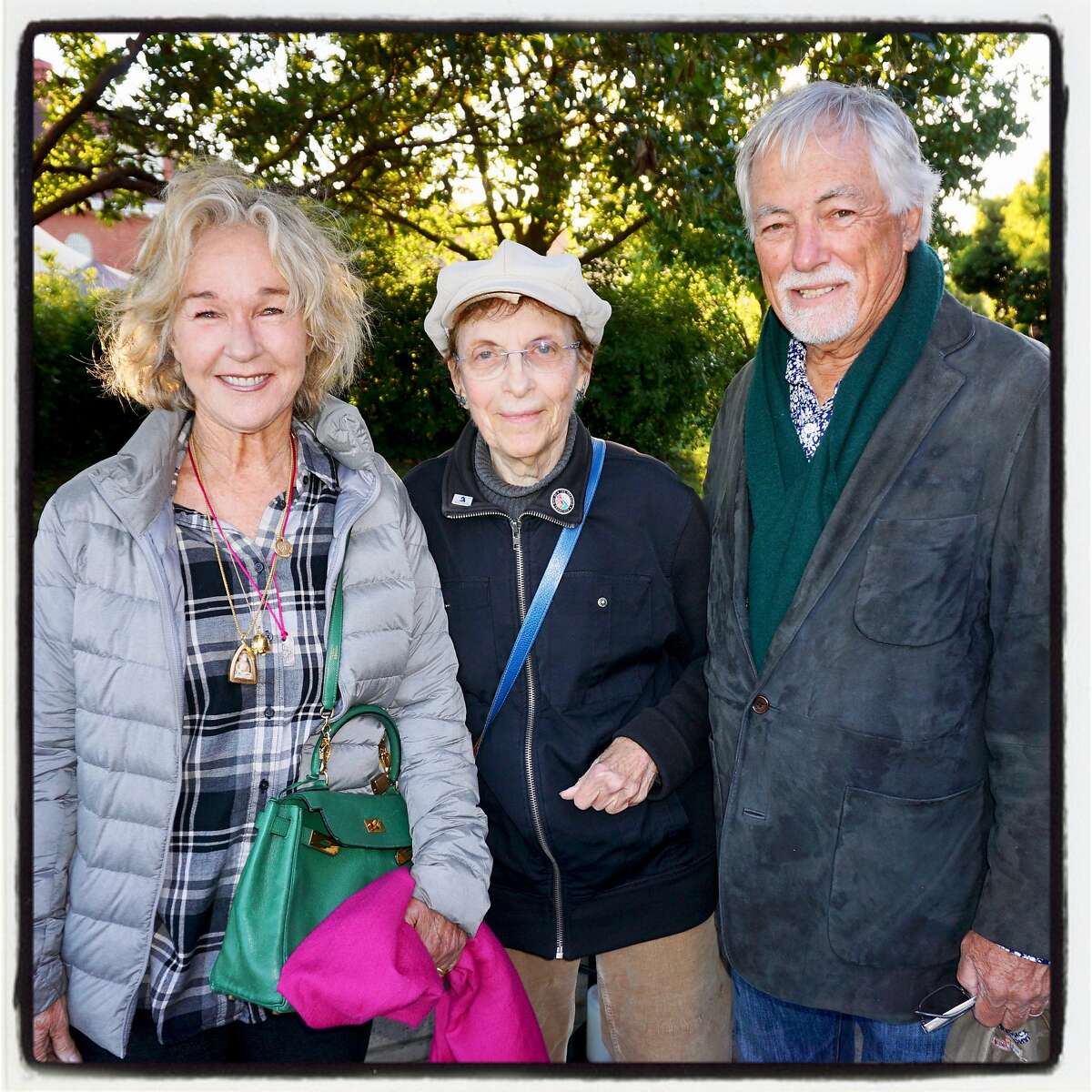 Susie Buell (left) with parks conservationist Amy Meyer and St. Mark of the Parks Buell at the Trails Forever Dinner. Sept. 23. 2017.