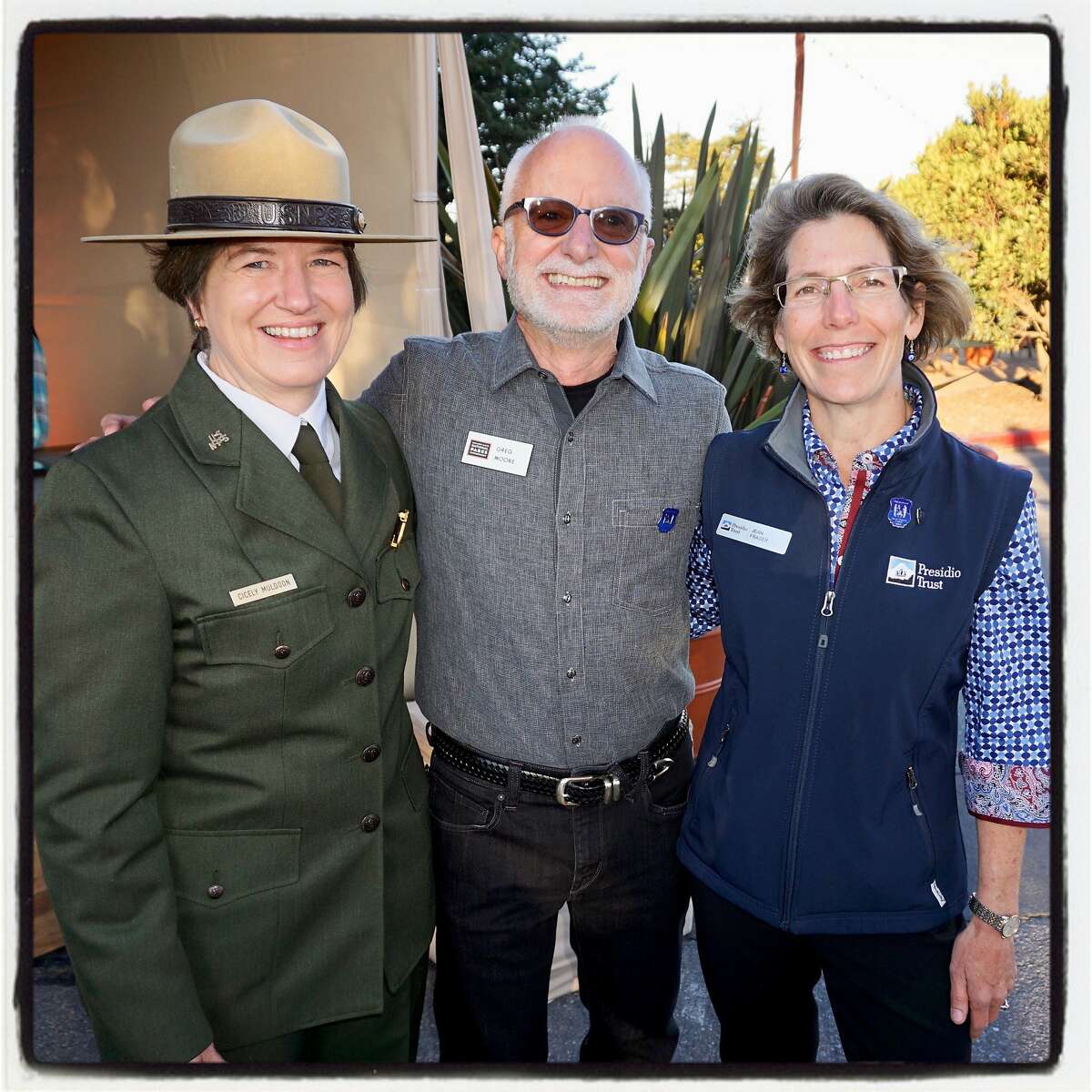 GGNRA Acting Superintendent Cicely Muldoon (left) with GGNPC's Greg Moore and Presidio Trust CEO Jean Fraser at the Trails Forever Dinner. Sept. 23. 2017.