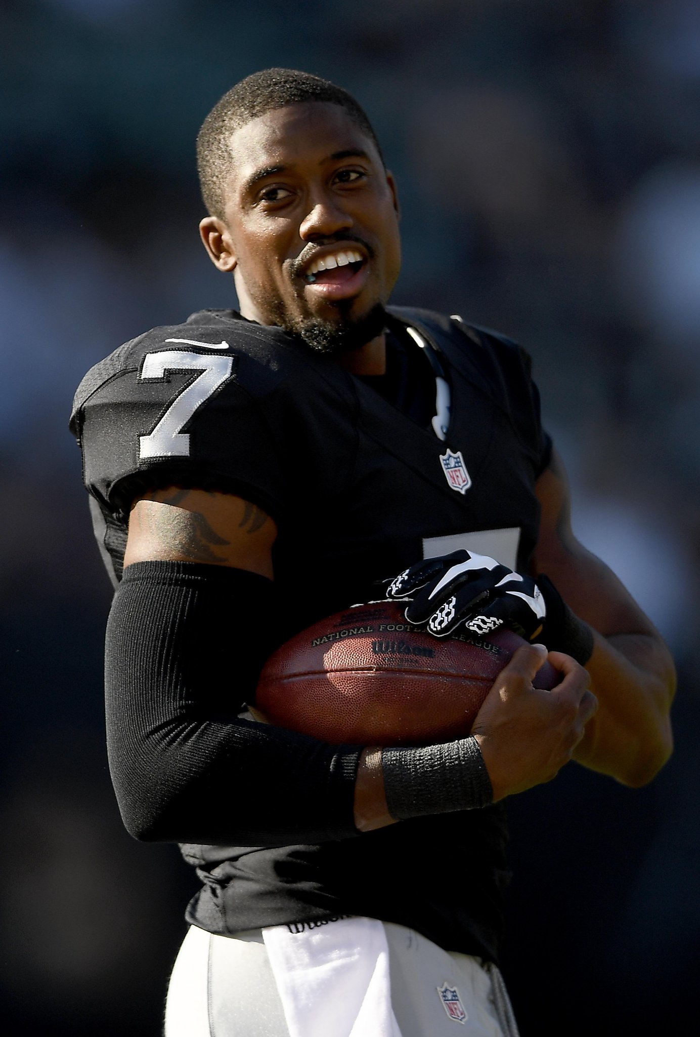 Oakland Raiders punter Marquette King during mini camp at an NFL football  facility Tuesday, June 9, 2015, in Alameda, Calif. (AP Photo/Eric Risberg  Stock Photo - Alamy