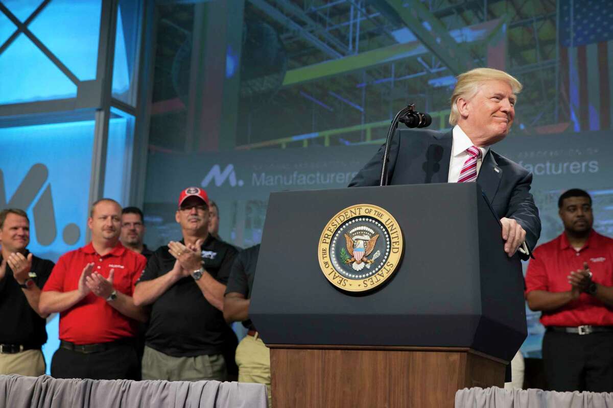 President Donald Trump pushes his new tax ﻿plan at the National Association of Manufacturers ﻿in Washington on Friday. Trump is seeking to rally business support ﻿even as ﻿lobbyists already have begun mobilizing to save breaks and provisions threatened by the plan.