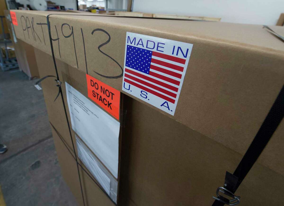 Made In USA is proudly stamped on all products made at PVA Monday Sept. 25, 2017 in Colonie, N.Y. PVA has been hard hit by tariffs imposed this year by the Trump administration. (Skip Dickstein/Times Union)