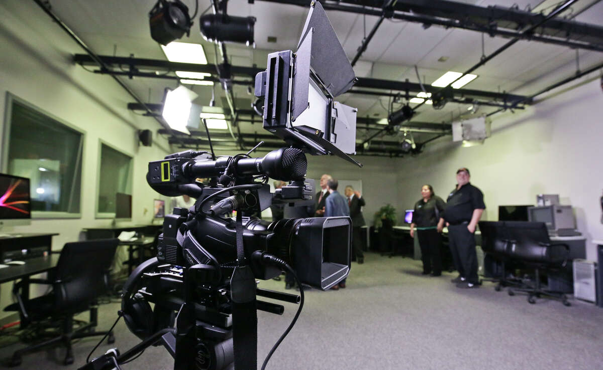 The new TAMIU KLRN studio, located on the second floor of Texas A&M International University's Dr. F. M. Canseco Hall, provides a full studio with field production and multi-camera TV production capabilities, editing bays, control room, soundboard, switcher and a sound room.