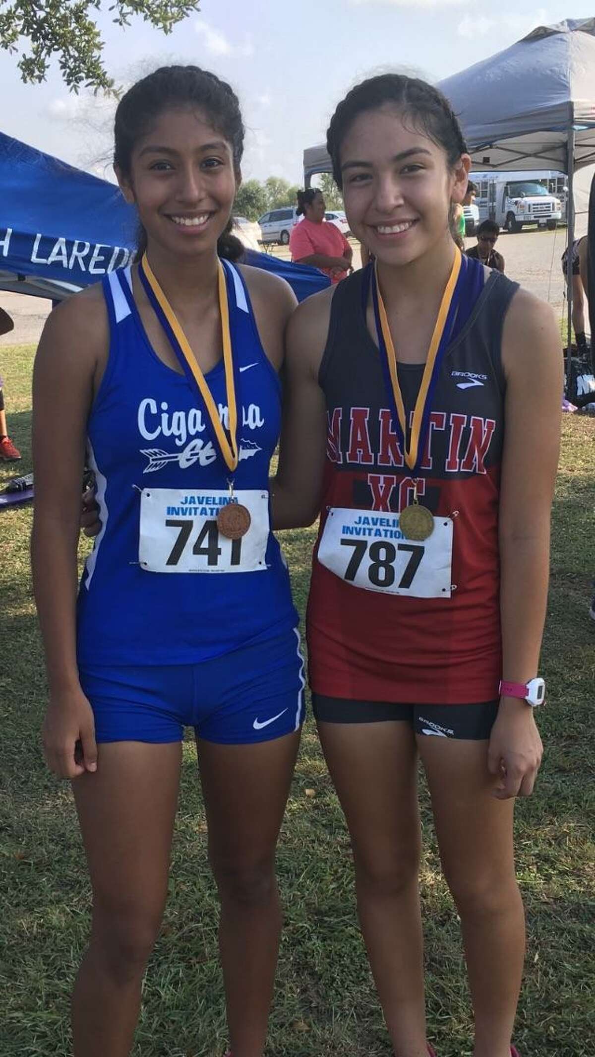 Cigarroa's Alexa Reyes and Martin's Samantha Gonzalez ran at the SWTJC Invitational in Uvalde this weekend.