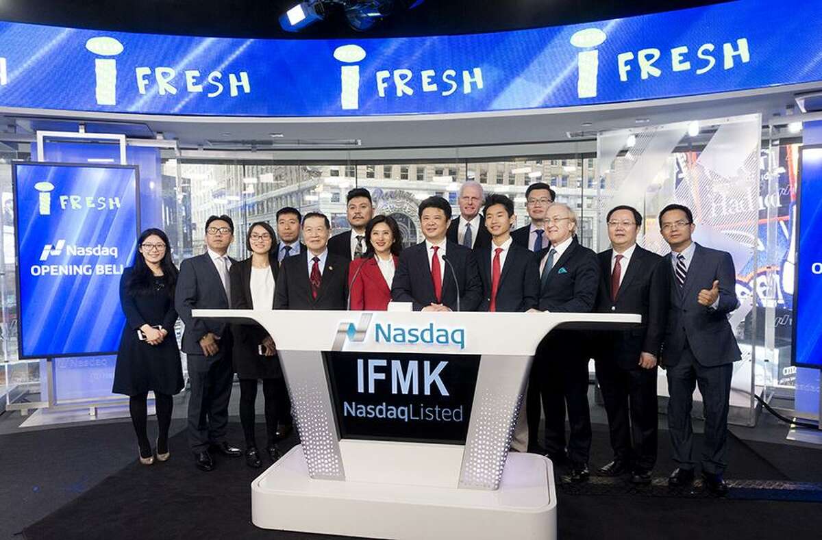 Executives of New York City-based iFresh mark the opening of the Nasdaq on Feb. 14, 2017.
