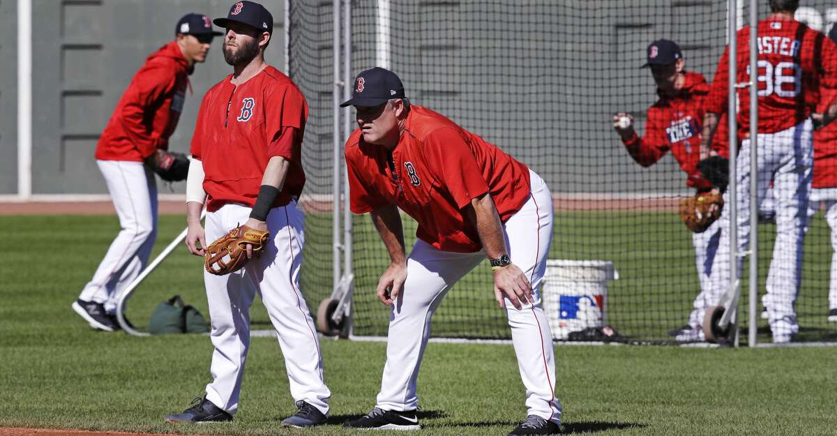 PHOTOS: Astros work out at Minute Maid Park Boston Red Sox second baseman Dustin Pedroia, left, talks with manager John Farrell during baseball practice at Fenway Park in Boston, Tuesday, Oct. 3, 2017. The Red Sox face the Houston Astros in the American League Division playoff series. (AP Photo/Charles Krupa) Browse through the photos to see the Astros prepare for the postseason.
