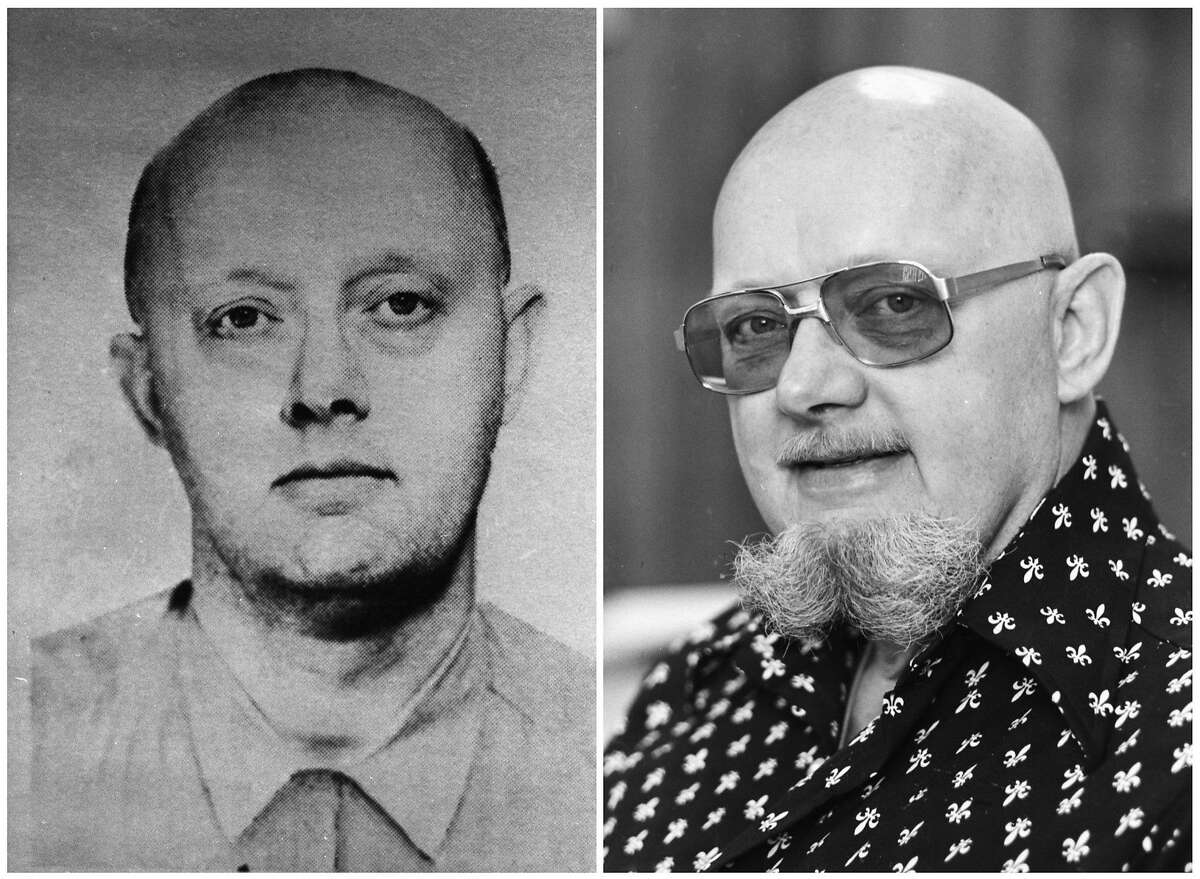 FILE - This photo combination shows an image from a 1960s FBI wanted poster of Benjamin Hoskins Paddock, left, and a 1977 file photo of Paddock, who went by the name Bruce Ericksen, when he was on the lam in Lane County, Oregon, following his escape from a federal prison in Texas, where he had been serving time for a string of bank robberies. Paddock's son, Stephen Paddock, was the gunman who opened fire on a country music festival in Las Vegas on Sunday, Oct. 1, 2017, killing dozens and wounding hundreds. (FBI and Wayne Eastburn/The Register-Guard via AP, File)