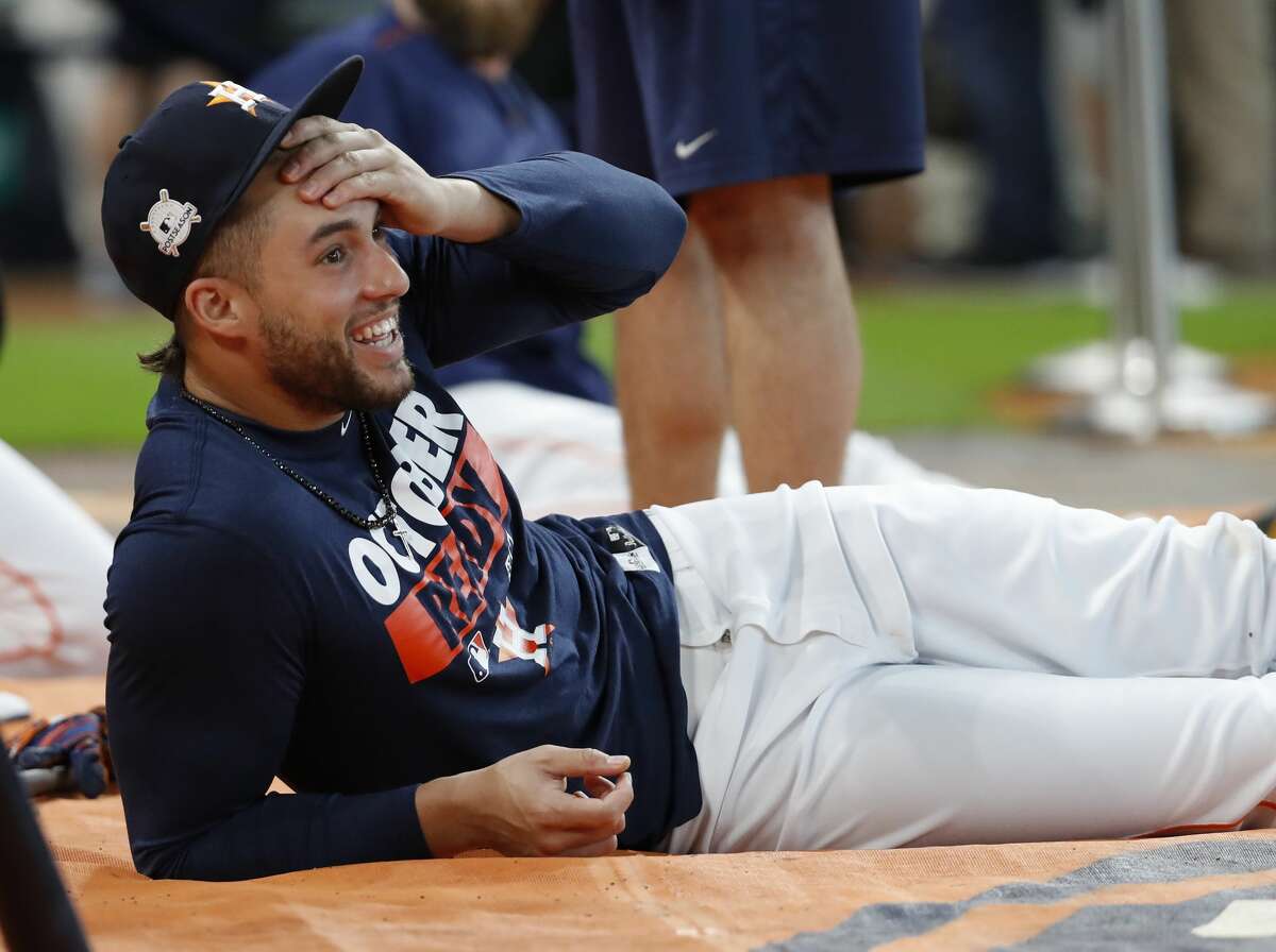 Houston Astros George Springer during batting practice at Minute Maid Park, Wednesday, Oct. 4, 2017, in Houston, as they prepare to take on the Boston Red Sox in the ALDS playoffs. ( Karen Warren / Houston Chronicle )
