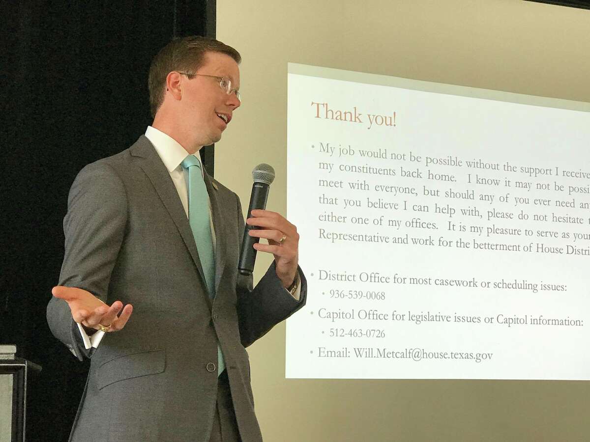 State Rep. Will Metcalf, R-Conroe discusses bills he authored and that were passed in the 85th Legislative Session at the North Shore Republican Women's monthly luncheon Wednesday, Oct. 4 at the Bentwater Country Club.
