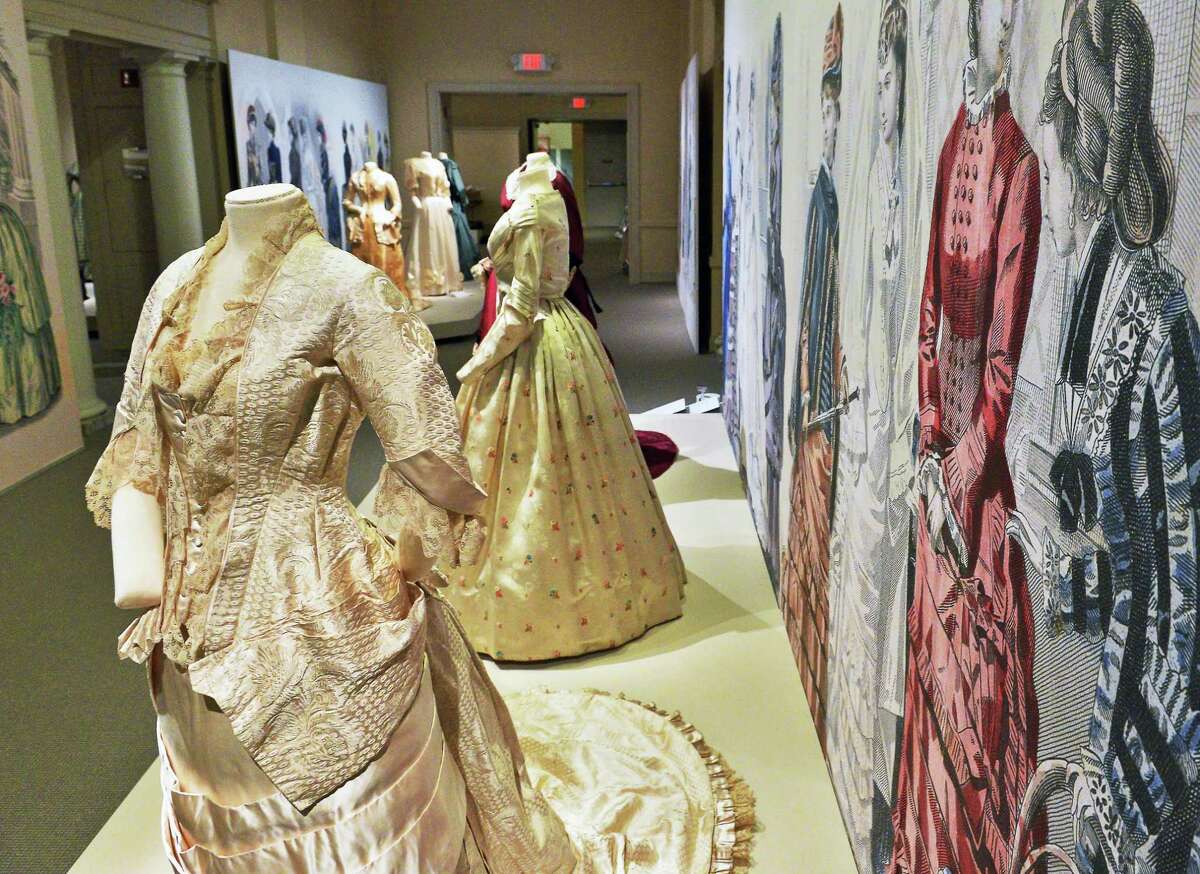 Wedding gown display at Albany Institute of History & Art's new exhibit on "Well-Dressed Victorian Albany," Wednesday Oct. 4, 2017 in Albany, NY. (John Carl D'Annibale / Times Union)