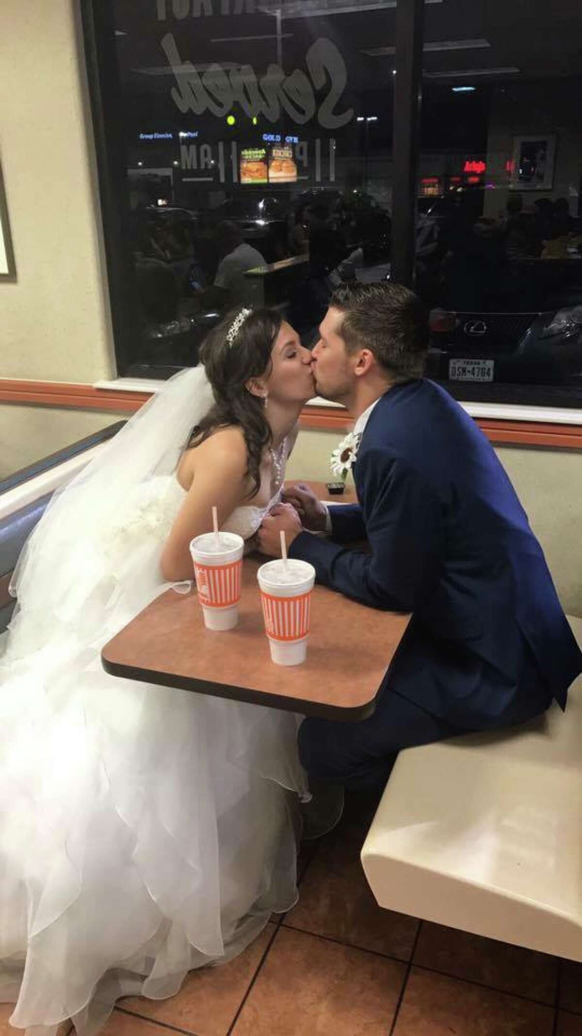 Newlyweds Rebekah and Tim Muenzler tied the knot — and became Twitter hits — last Saturday. The two got married in the Hill Country, then stopped by an Alamo City Whataburger for a midnight snack. Unbeknownst to them, the teen paparazzi was waiting to make them famous on Twitter.