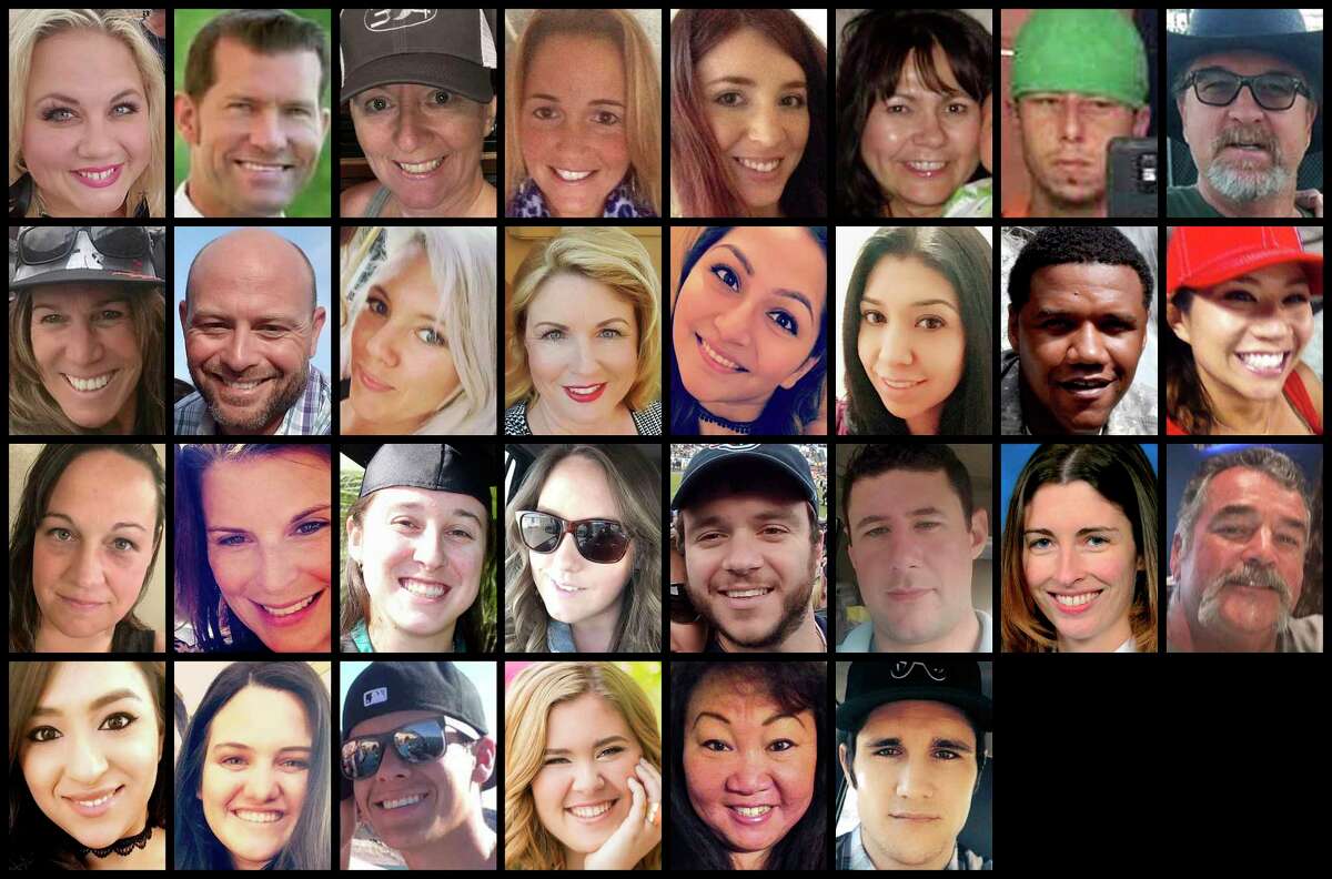 This photo combination shows some of the victims of the mass shooting that occurred at a country music festival in Las Vegas on Sunday, Oct. 1, 2017. Top row from left are: Heather Warino Alvarado, Steven Berger, Denise Burditus, Sandy Casey, Andrea Castilla, Denise Cohen, Austin Davis and Tom Day Jr. Second row from left are: Stacee Etcheber, Brian Fraser, Keri Lynn Galvan, Dana Gardner, Angie Gomez, Rocio Guillen, Charleston Hartfield and Nicol Kimura. Third row from left are: Jessica Klymchuk, Rhonda LeRocque, Kelsey Meadows, Calla Medig, Sonny Melton, Adrian Murfitt, Rachael Parker and John Phippen. Bottom row from left are: Melissa Ramirez, Jordyn Rivera, Quinton Robbins, Bailey Schweitzer, Laura Shipp and Brennan Stewart. (AP Photo)