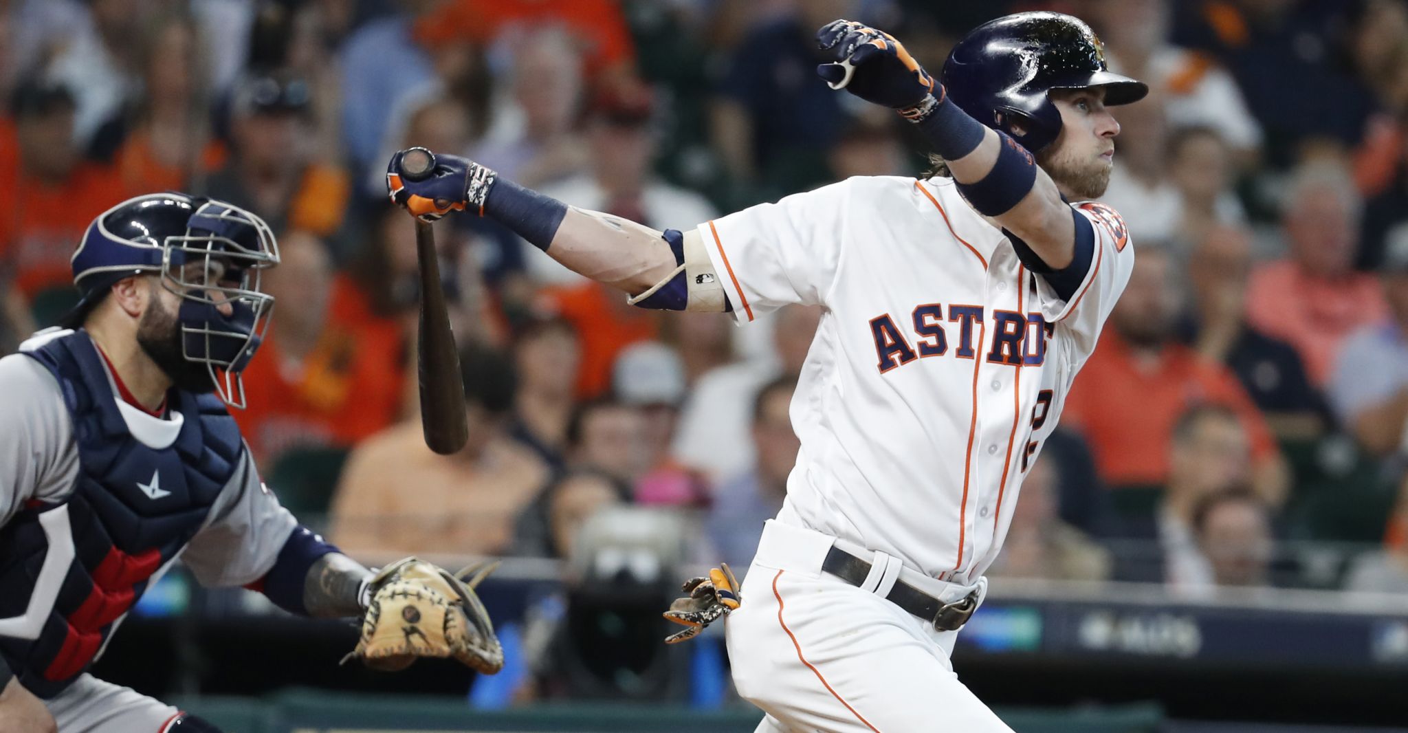 Astros' Josh Reddick reaches base three times in first game in 11 days