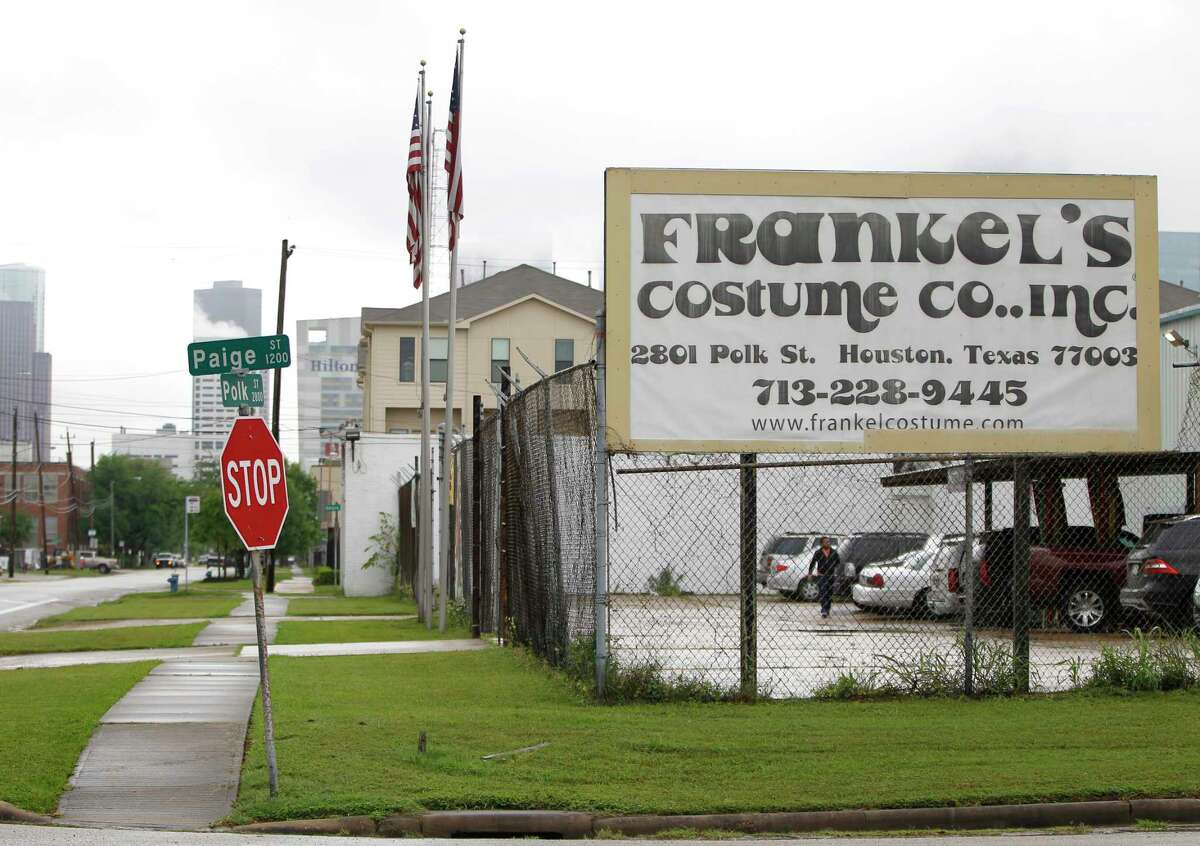 Frankel's Costume Co., which used to be surrounded by other warehouses, is now surrounded by new construction townhomes, near downtown, in the East End, Friday, April 10, 2015, in Houston. The East End has changed dramatically because prices have risen 85 percent in the last five years and 45 percent in just a year.