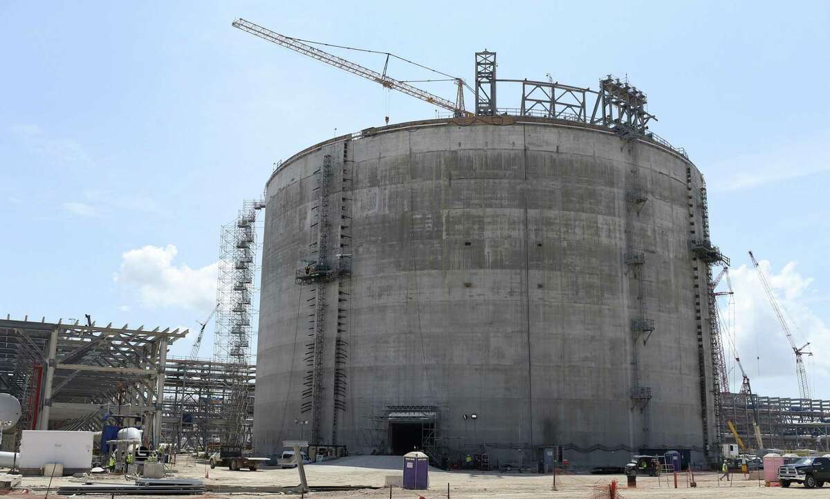 Construction continues on Tank A at the Cheniere Liquid Natural Gas plant in Portland, Texas, Wednesday, August 2, 2017. Stage one of the project broke ground on June 2015 and is scheduled to be in service in late 2018. The complete project will have a cost over $20 billion.