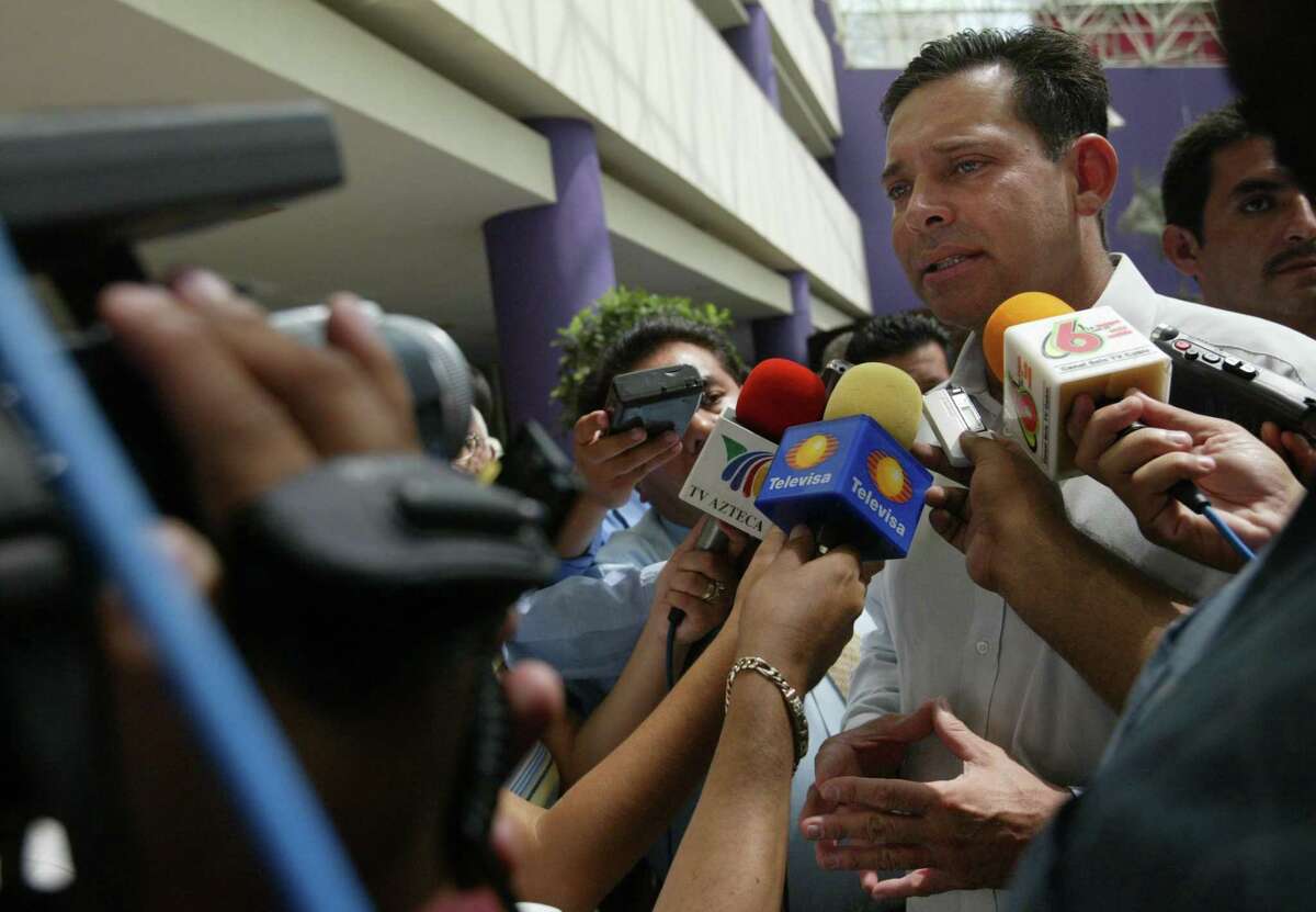 Governor of Tamaulipas Eugenio Hernandez Flores faces the media at the Camino Real Hotel on Tuesday, June 14th, 2005 in Nuevo Laredo, Tamaulipas, Mex. According to the governor he fully supports President Vicente Fox in his efforts to revamp the Nuevo Laredo Police. Photo by Mayra Beltran / The Houston Chronicle