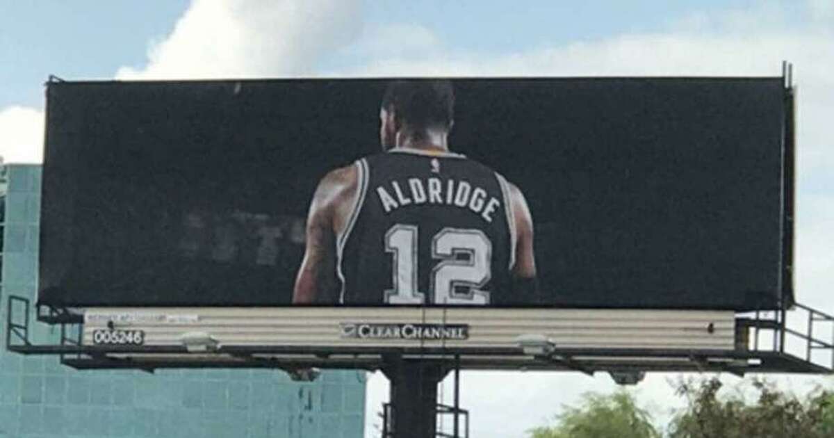 A billboard, located off Loop 410-Interstate 10 interchange and showing the Spurs’ LaMarcus Aldridge in his jersey with his back turned, made headlines in the preseason. Spurs Sports & Entertainment is aware of the billboard, but the team denied any involvement.