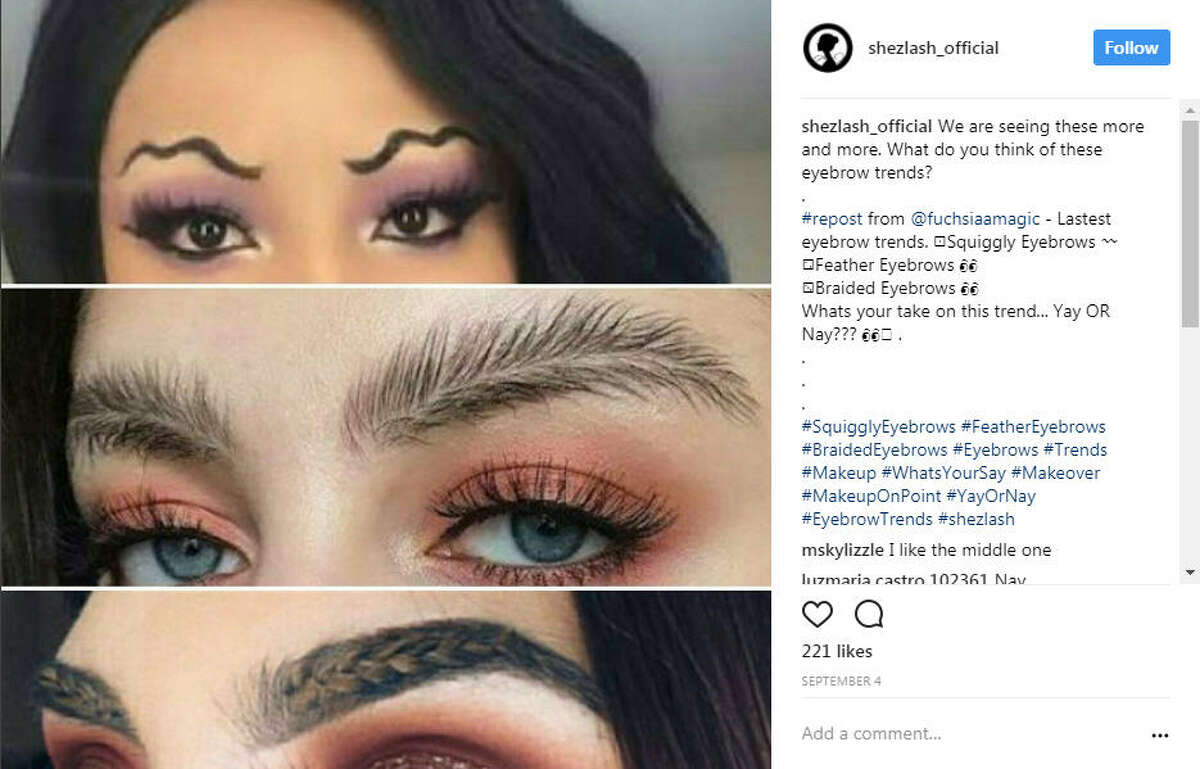 Eyebrow "Fashions:" Someone really needs to find out who let these happen. Photo: #BraidedEyebrows