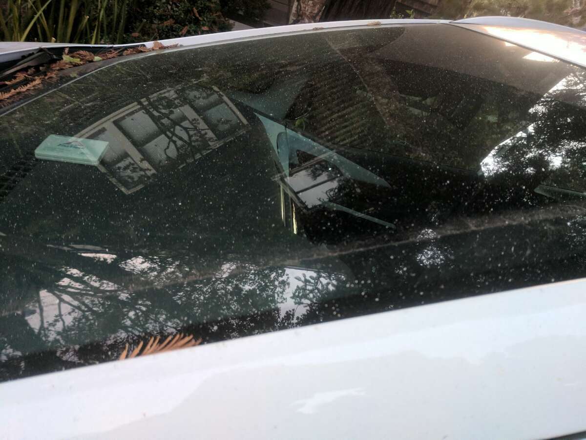 Ash on the windshield of a car in San Francisco on Monday, Oct. 9. More cities in the East Bay were reporting seeing ash on Wednesday afternoon.