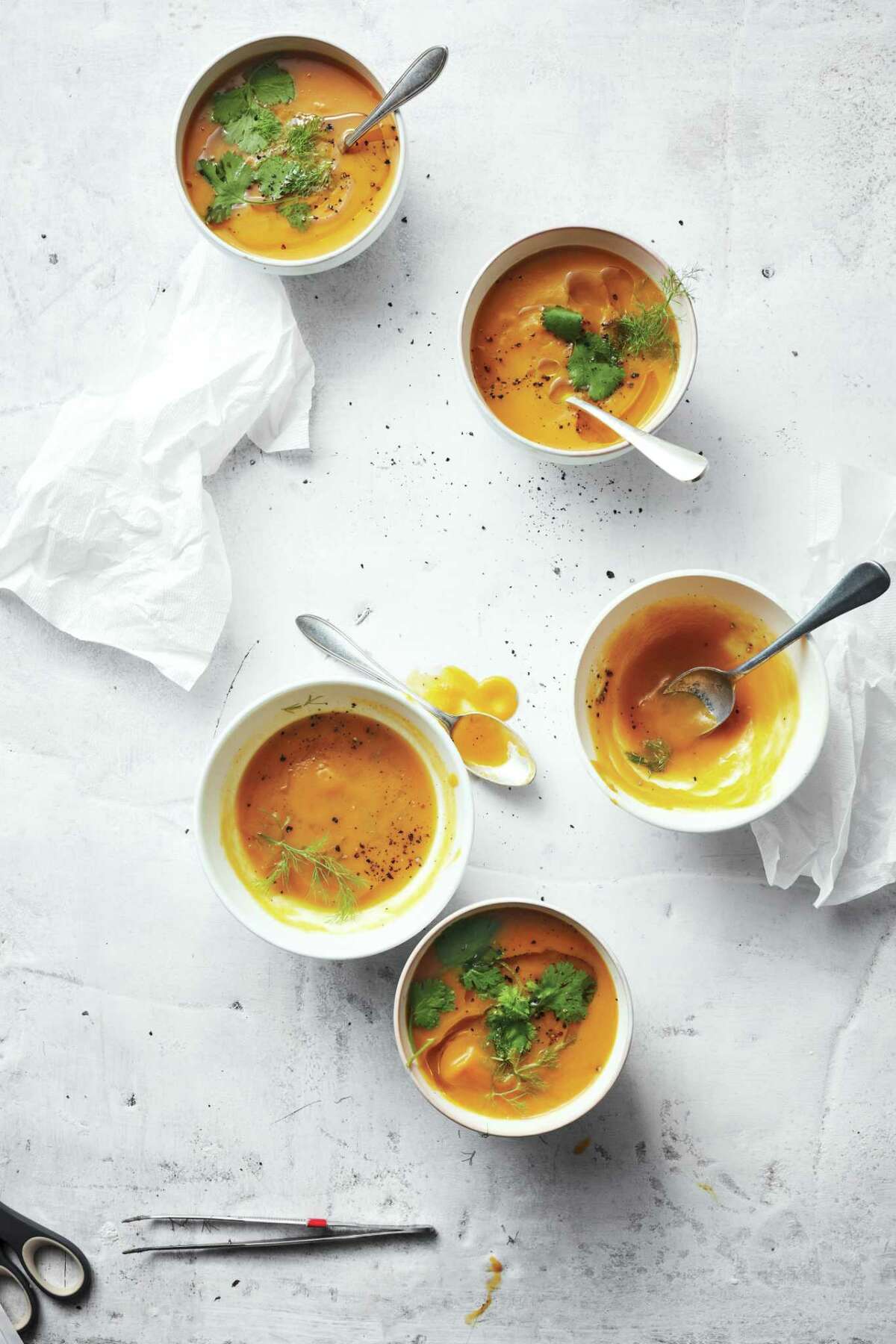 Butternut Squash Soup with Coriander and Lemon from "Dinner in an Instant: 75 Modern Recipes for Your Pressure Cooker, Multicooker, and Instant Pot" by Melissa Clark (Clarkson Potter, $22).