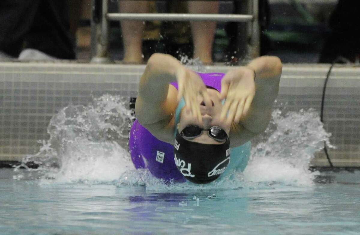 Pomperaug’s Hallie Perrin took sixth in the 100-yard backstroke in Class L last year as a junior.