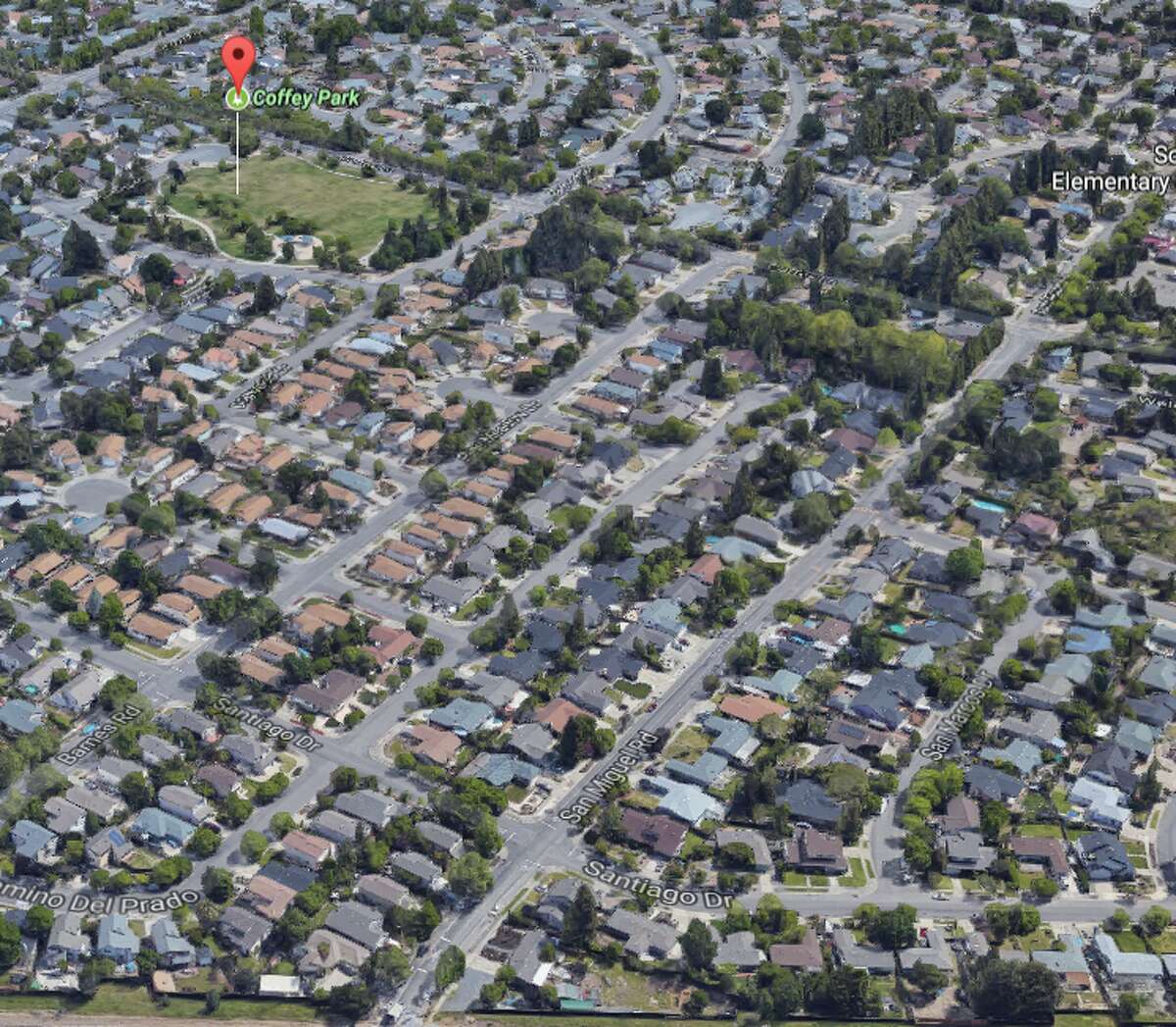 Satellite images show the Coffey Park neighborhood in Santa Rosa before a wildfire whipped through the region.