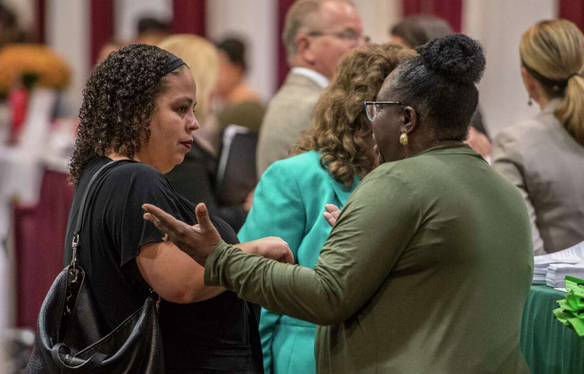 A large crowd was on hand for the Job Fair at the Marriott Hotel on Wolf Road Monday Oct. 9, 2017 in Colonie, N.Y. (Skip Dickstein/Times Union)