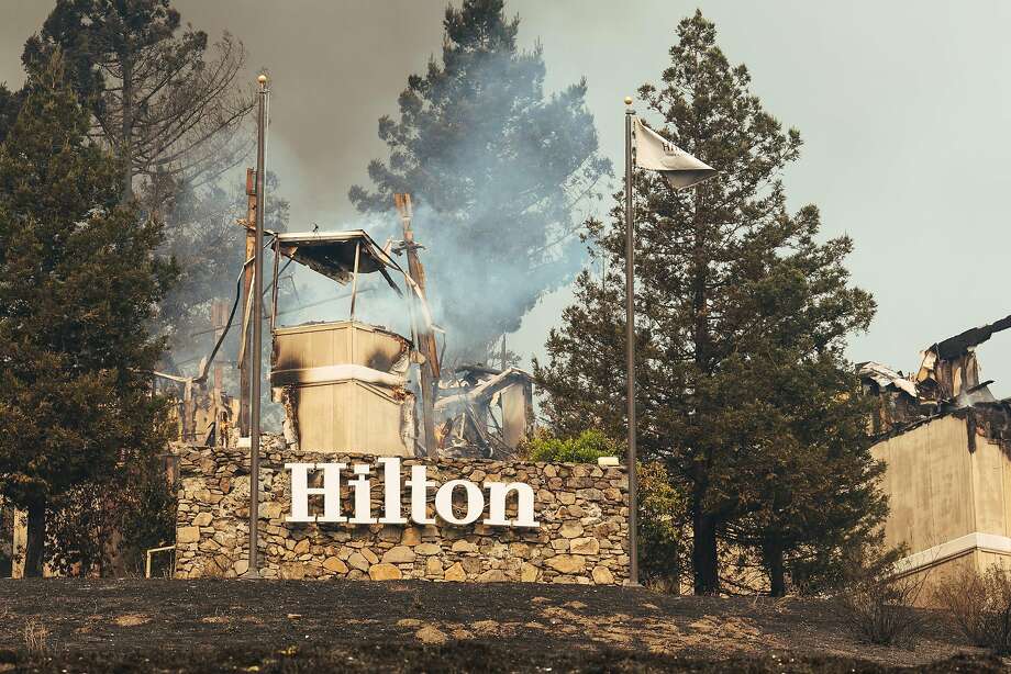 The smoldering remains of Hilton Sonoma Wine Country are seen in Santa Rosa, Calif., Monday, Oct. 9, 2017. Photo: Mason Trinca, Special To The Chronicle