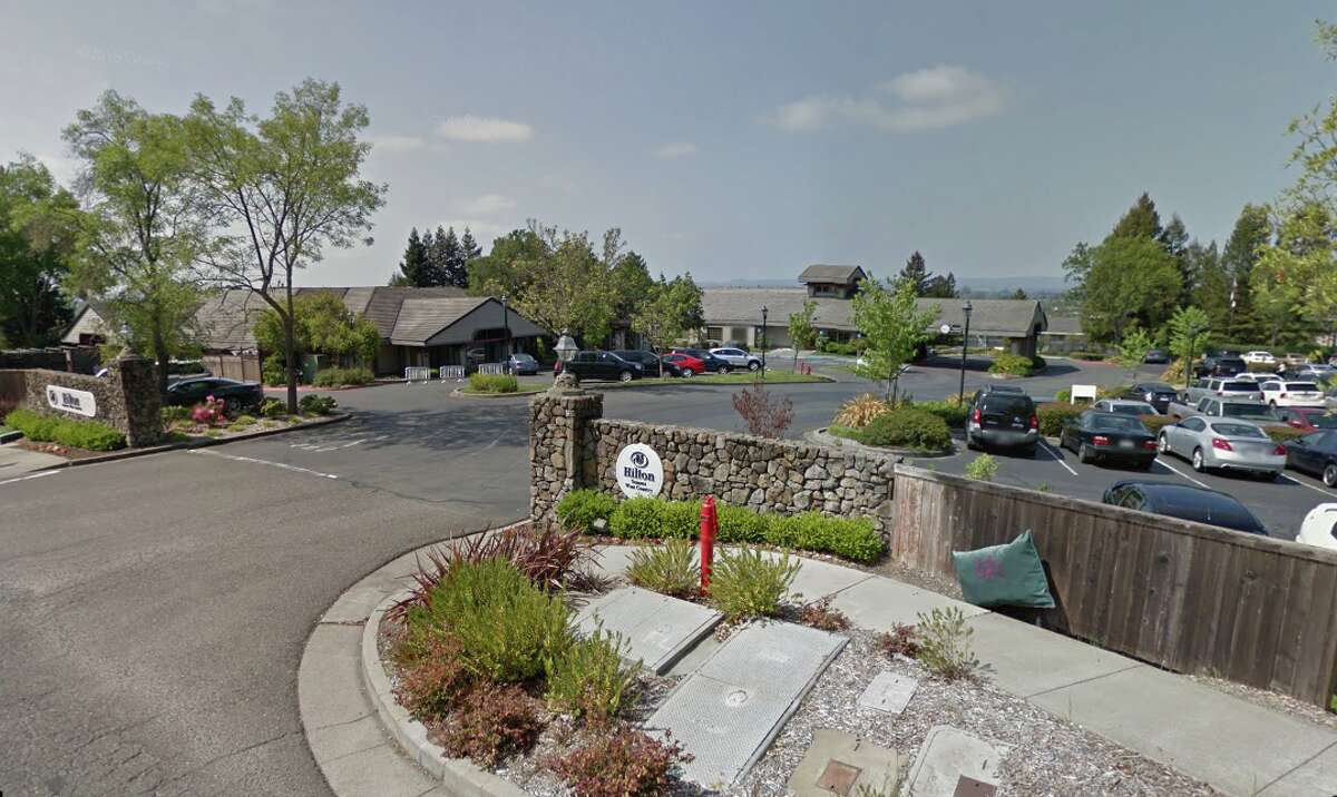 The Hilton Sonoma Wine Country hotel is seen in Santa Rosa, Calif. via Google Maps Street View, April 2015.