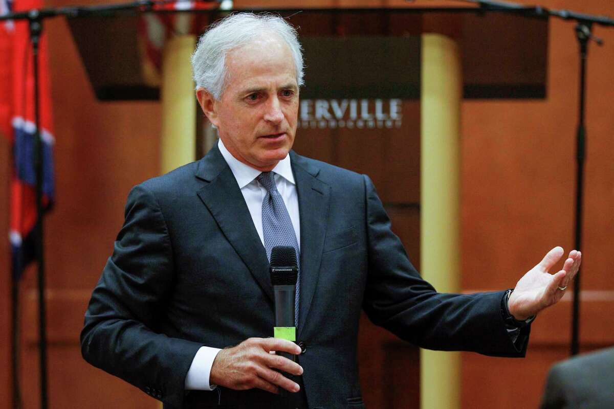 FILE - In this Aug. 16, 2017, file photo, Sen. Bob Corker, R-Tenn., speaks to the Sevier County Chamber of Commerce in Sevierville, Tenn. Always one to speak his mind, Corker?’s new free agent status should make President Donald Trump and the GOP very nervous. The two-term Tennessee Republican isn?’t seeking re-election. And that gives him even more elbow room to say what he wants and vote how he pleases over the next 15 months as Trump and the party?’s top leaders on Capitol Hill struggle to get their agenda on track (AP Photo/Erik Schelzig, File) ORG XMIT: WX102