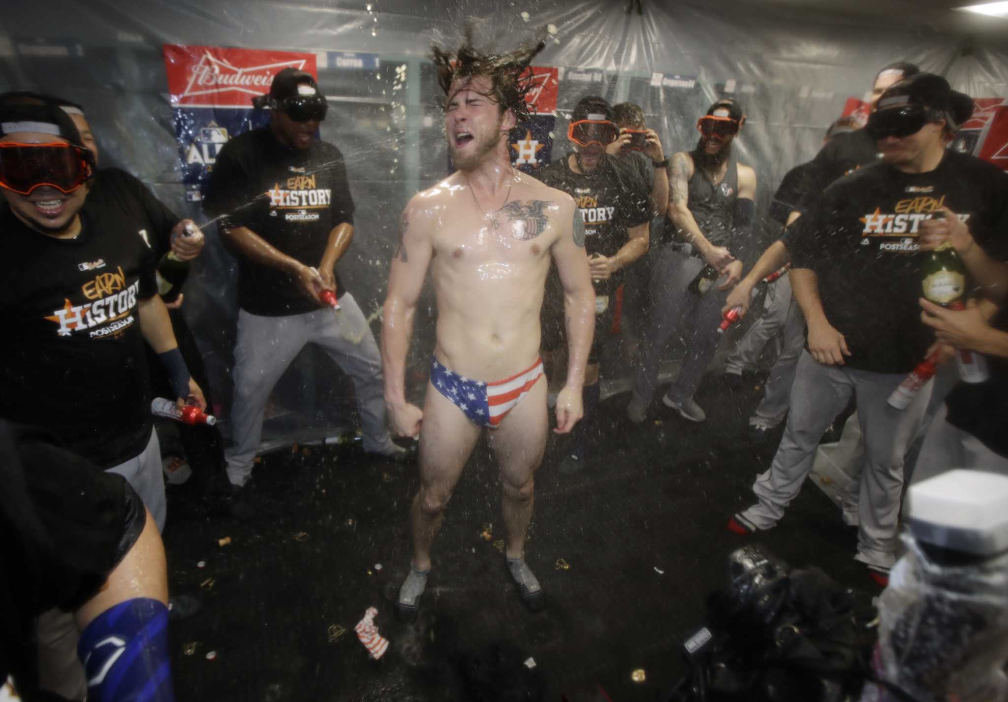 Josh Reddick sporting a USA speedo in the clubhouse while