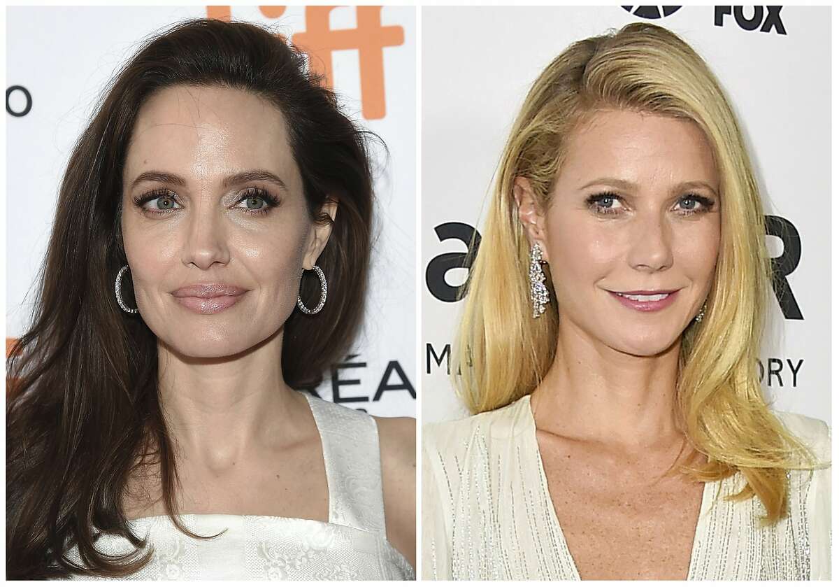 This combination photo shows actresses Angelina Jolie at a premiere for "The Breadwinner" at the Toronto International Film Festival on Sept. 10, 2017, left, and Gwyneth Paltrow arrives at the amfAR Inspiration Gala in Los Angeles on Oct. 29, 2015. An avalanche of allegations poured out Tuesday, Oct. 10, 2017, against Harvey Weinstein in on-the-record reports that detailed claims of sexual abuse and included testimonies from Jolie and Paltrow, further intensifying the already explosive collapse of the disgraced movie mogul. (AP Photo/File)